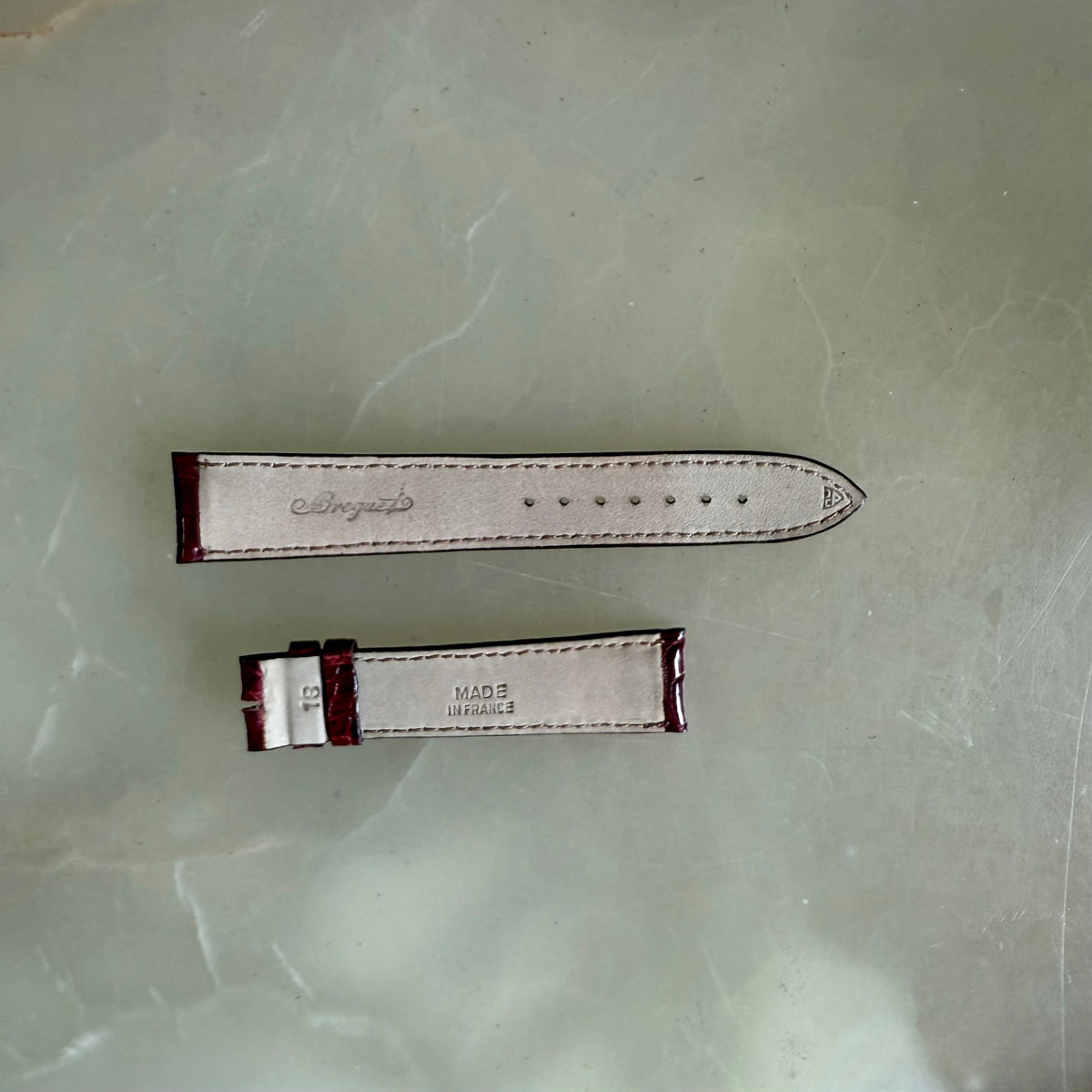 Authentic Breguet Burgundy Crocodile Watch Strap Band 18mm Padded & Stitched