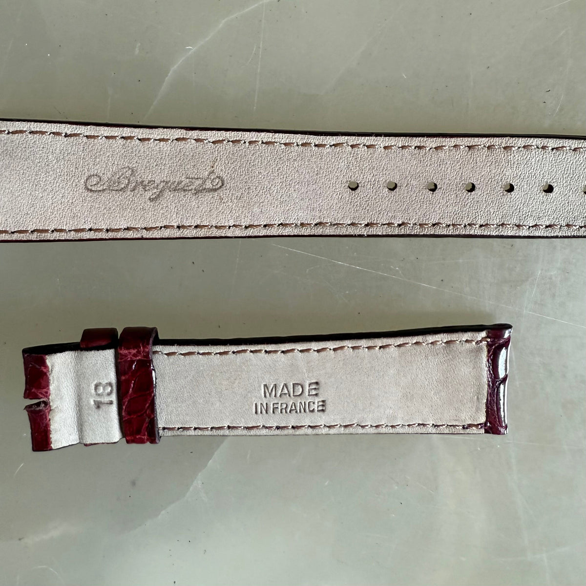 Authentic Breguet Burgundy Crocodile Watch Strap Band 18mm Padded & Stitched