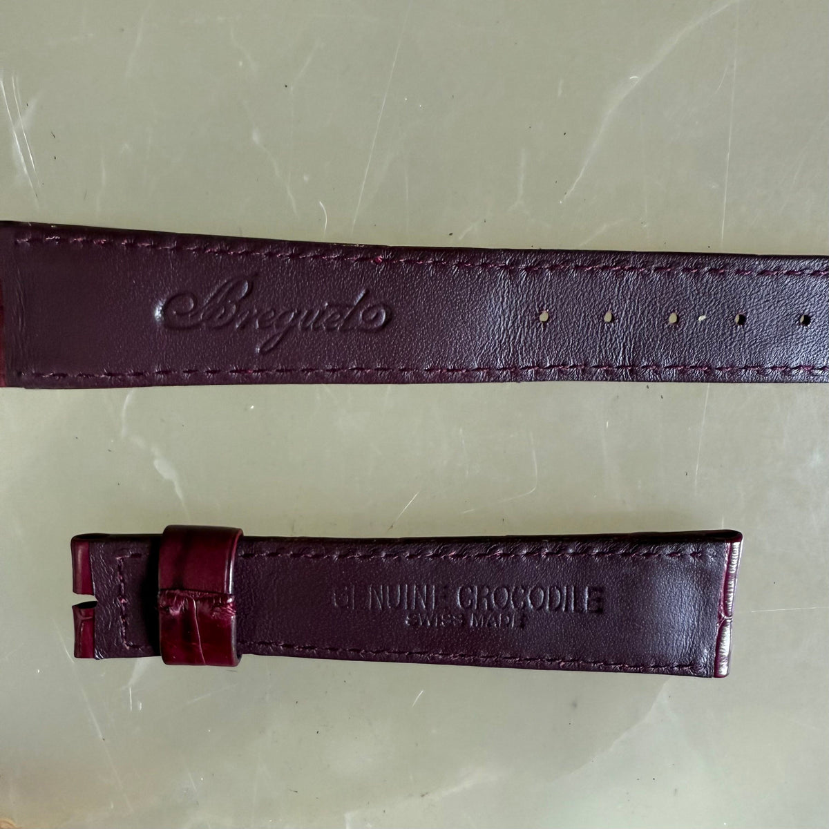 Authentic Breguet Burgundy Crocodile Watch Strap Band 18mm Padded & Stitched