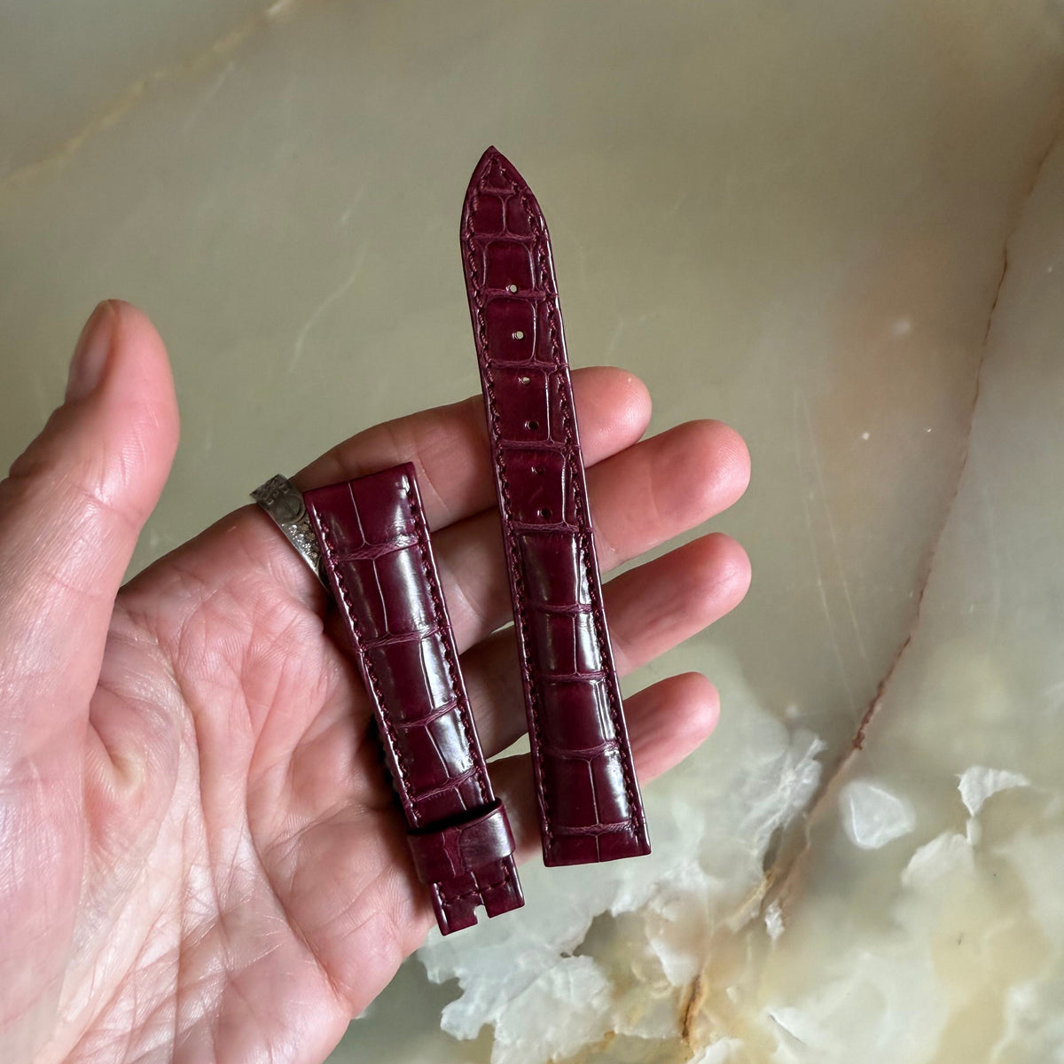 Authentic Breguet Burgundy Crocodile Watch Strap Band 18mm Padded & Stitched