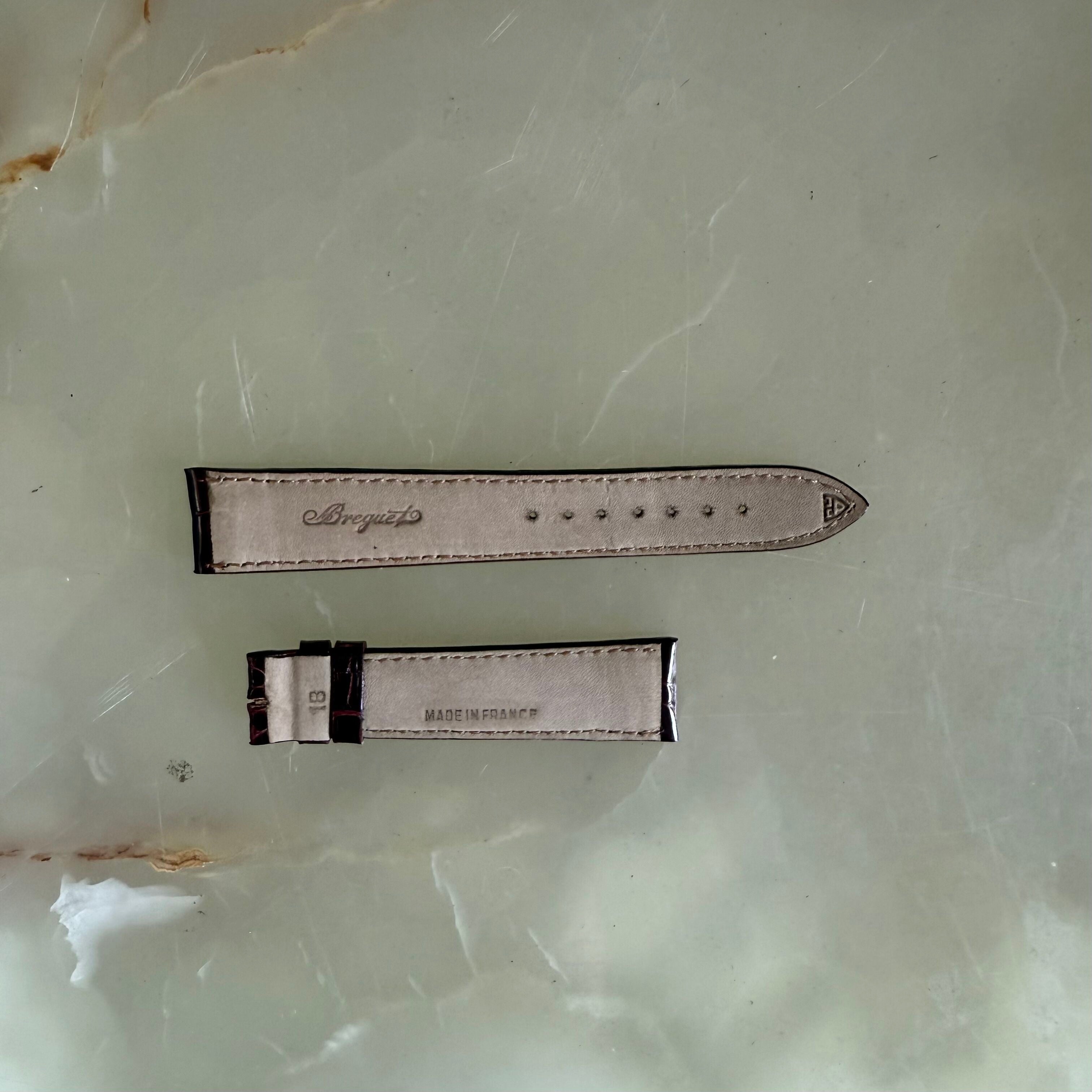 Authentic Breguet Burgundy Shiny Crocodile Watch Strap Band 18mm Padded &