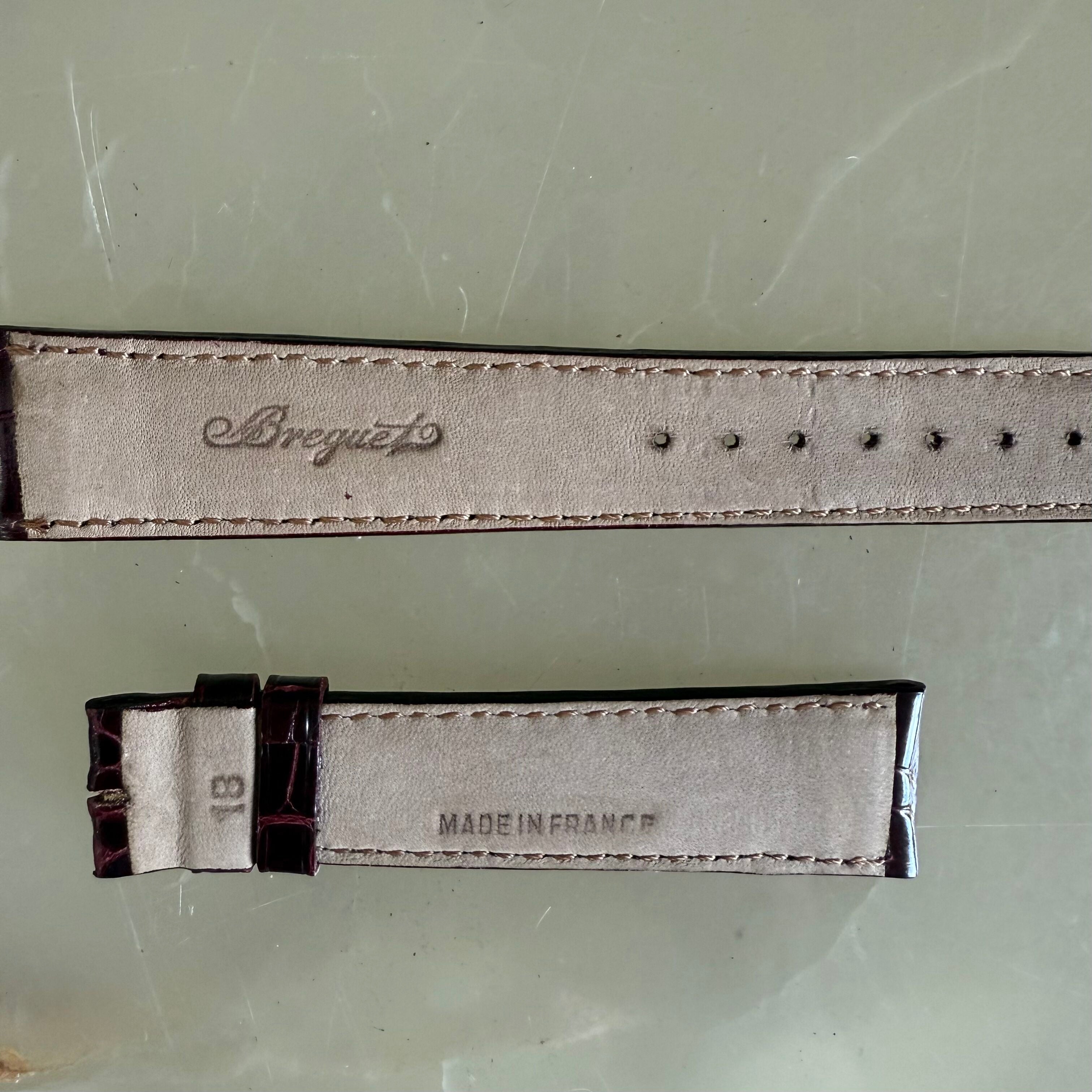 Authentic Breguet Burgundy Shiny Crocodile Watch Strap Band 18mm Padded &
