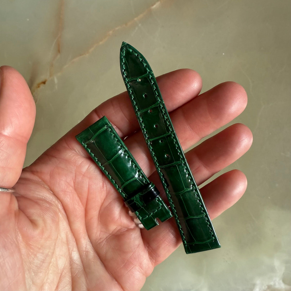 Authentic Breguet Green Crocodile Watch Strap Band 16.5mm Padded & Stitched