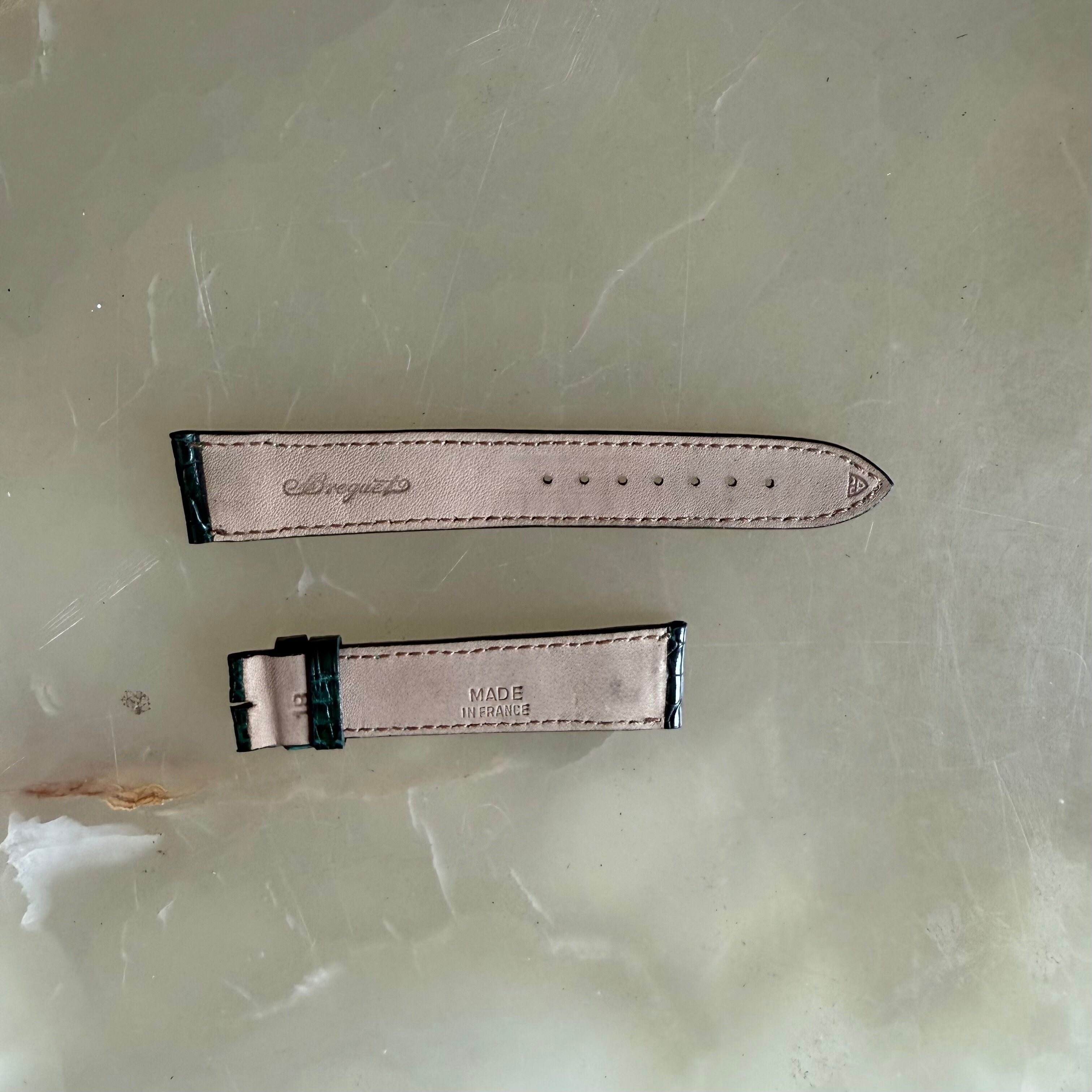 Authentic Breguet Green Crocodile Watch Strap Band 18.5mm Padded & Stitched