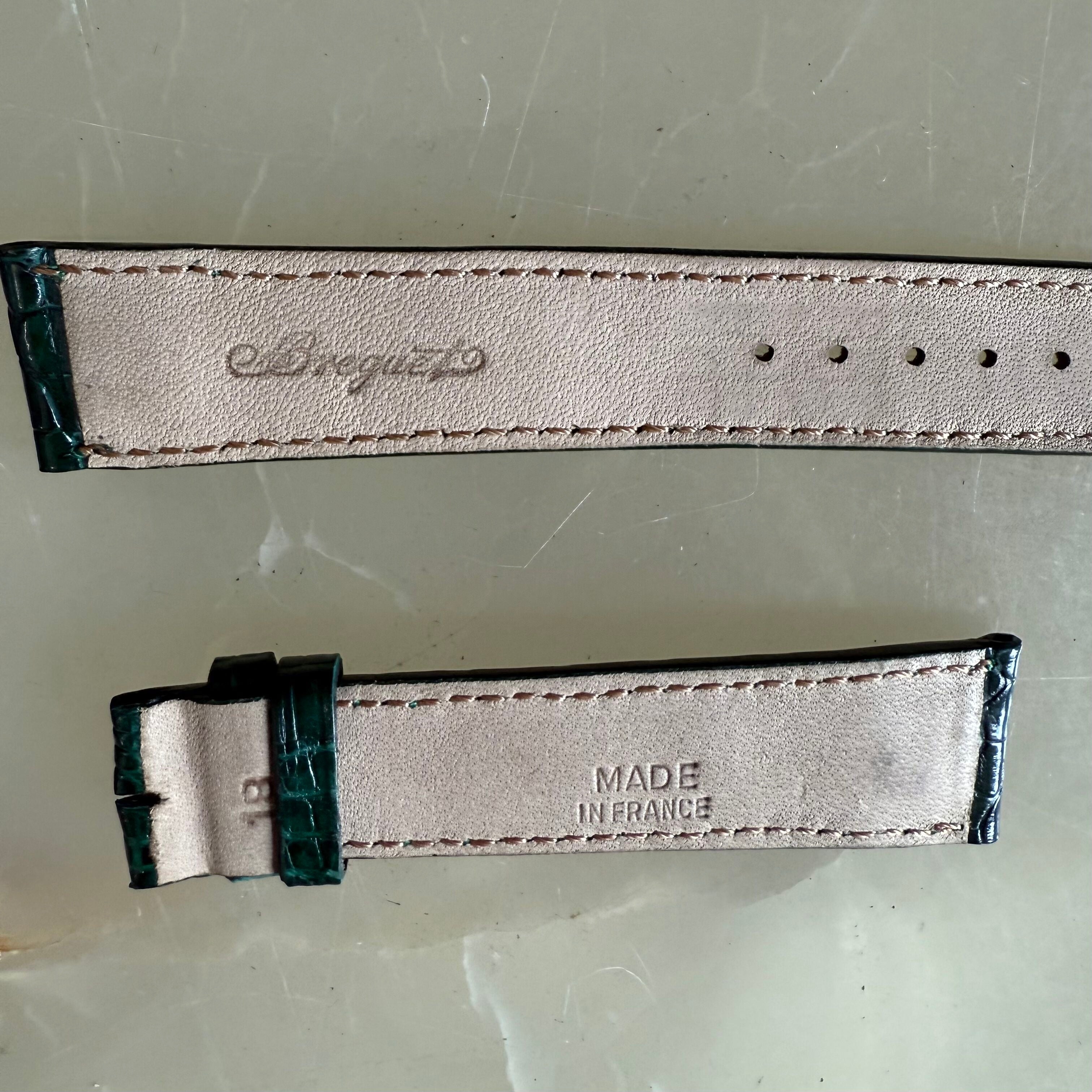 Authentic Breguet Green Crocodile Watch Strap Band 18.5mm Padded & Stitched