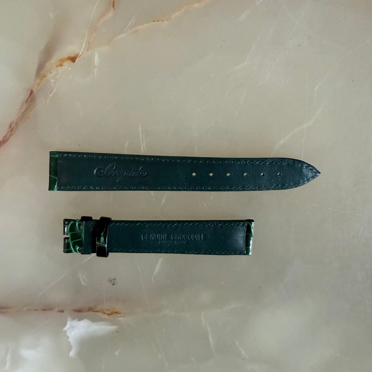 Authentic Breguet Green Crocodile Watch Strap Band 18mm Padded & Stitched