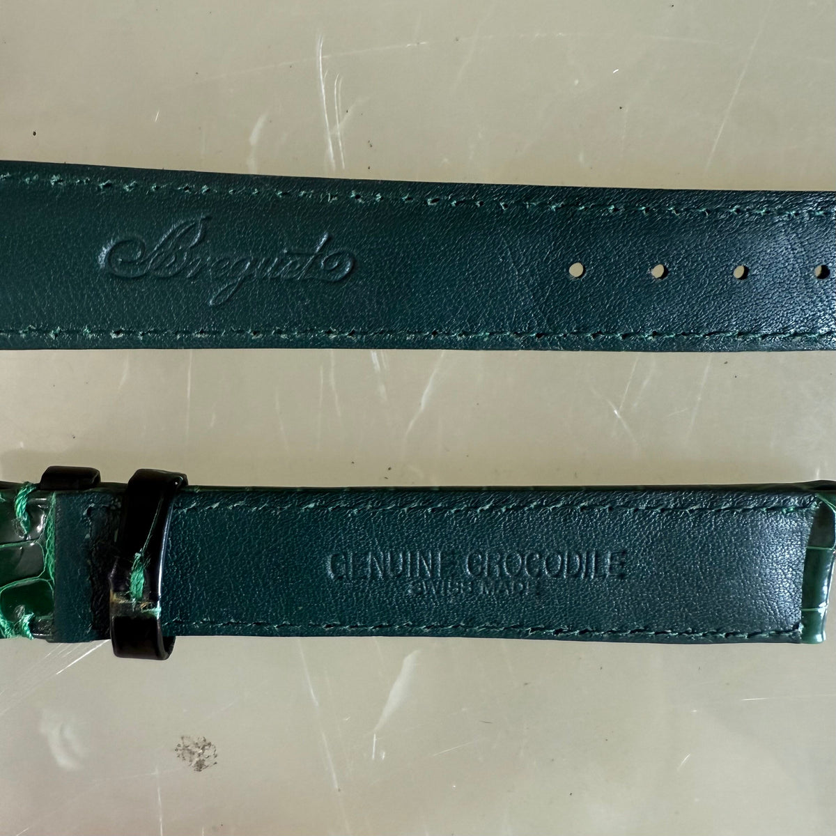 Authentic Breguet Green Crocodile Watch Strap Band 18mm Padded & Stitched
