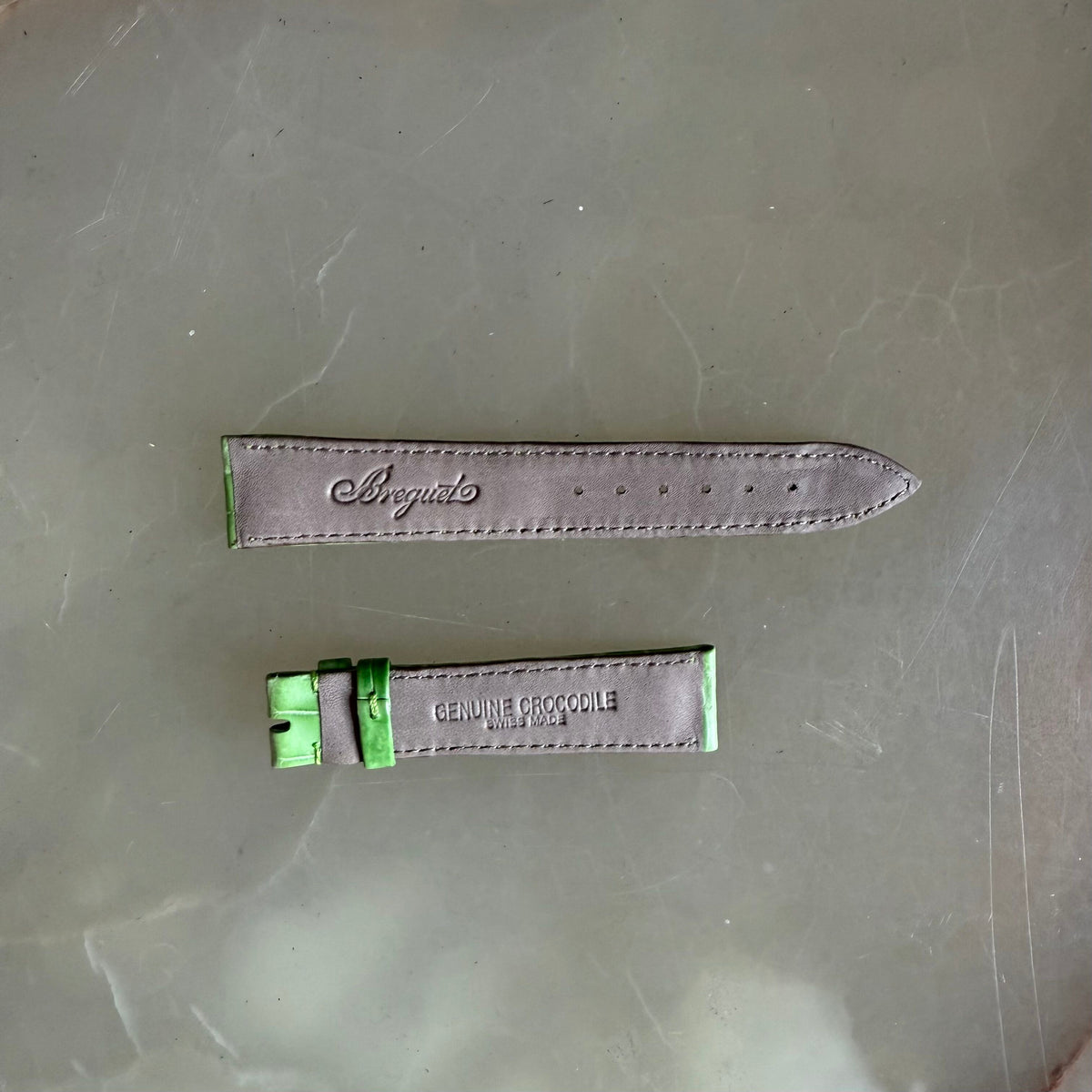 Authentic Breguet Green Crocodile Watch Strap Band 18mm Padded & Stitched