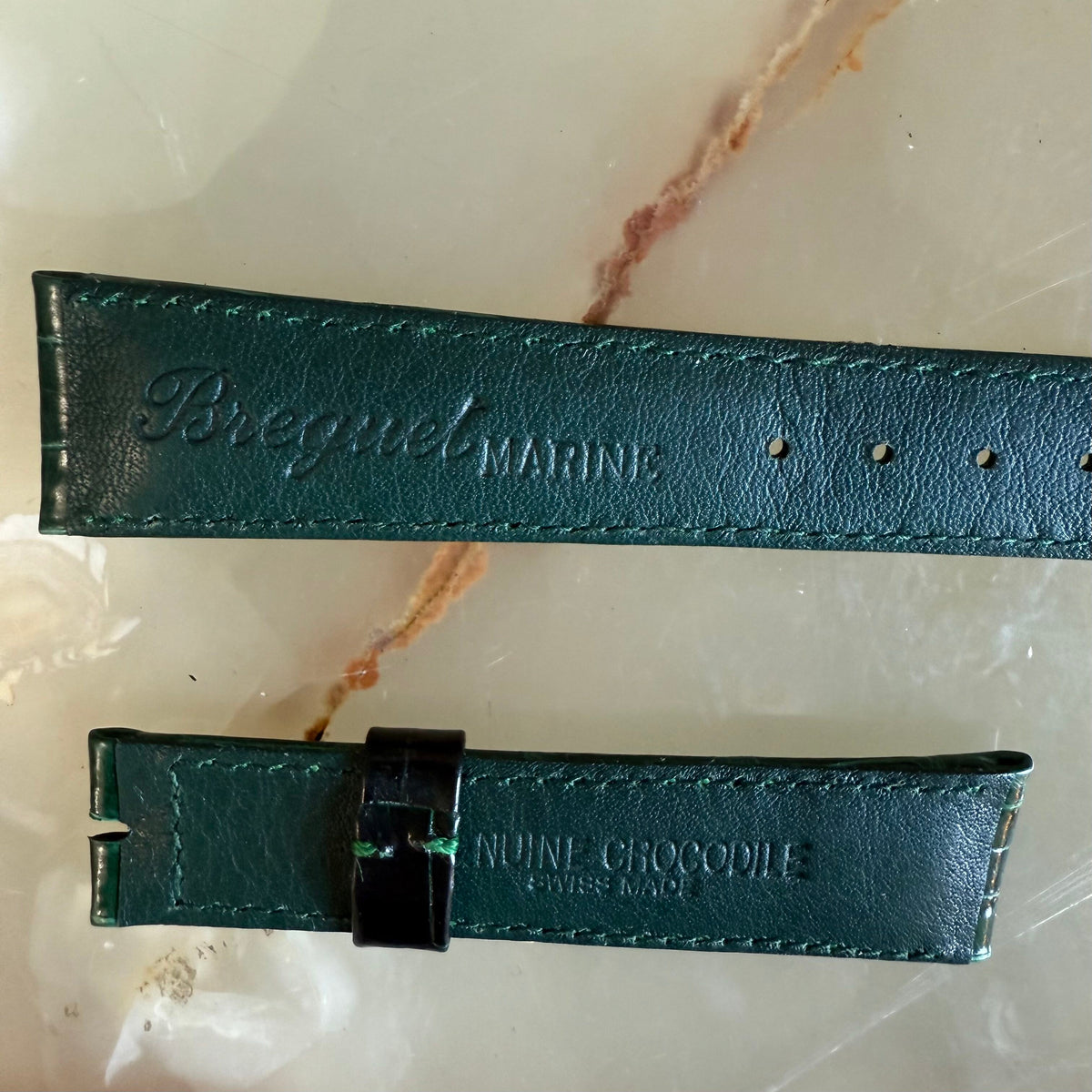 Authentic Breguet Green Crocodile Watch Strap Band 19mm Padded & Stitched