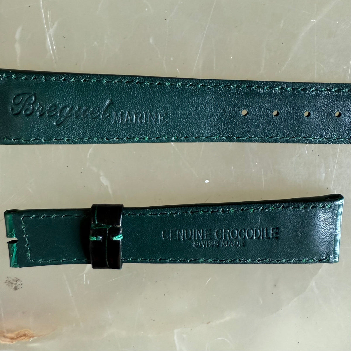 Authentic Breguet Green Crocodile Watch Strap Band 19mm Padded & Stitched