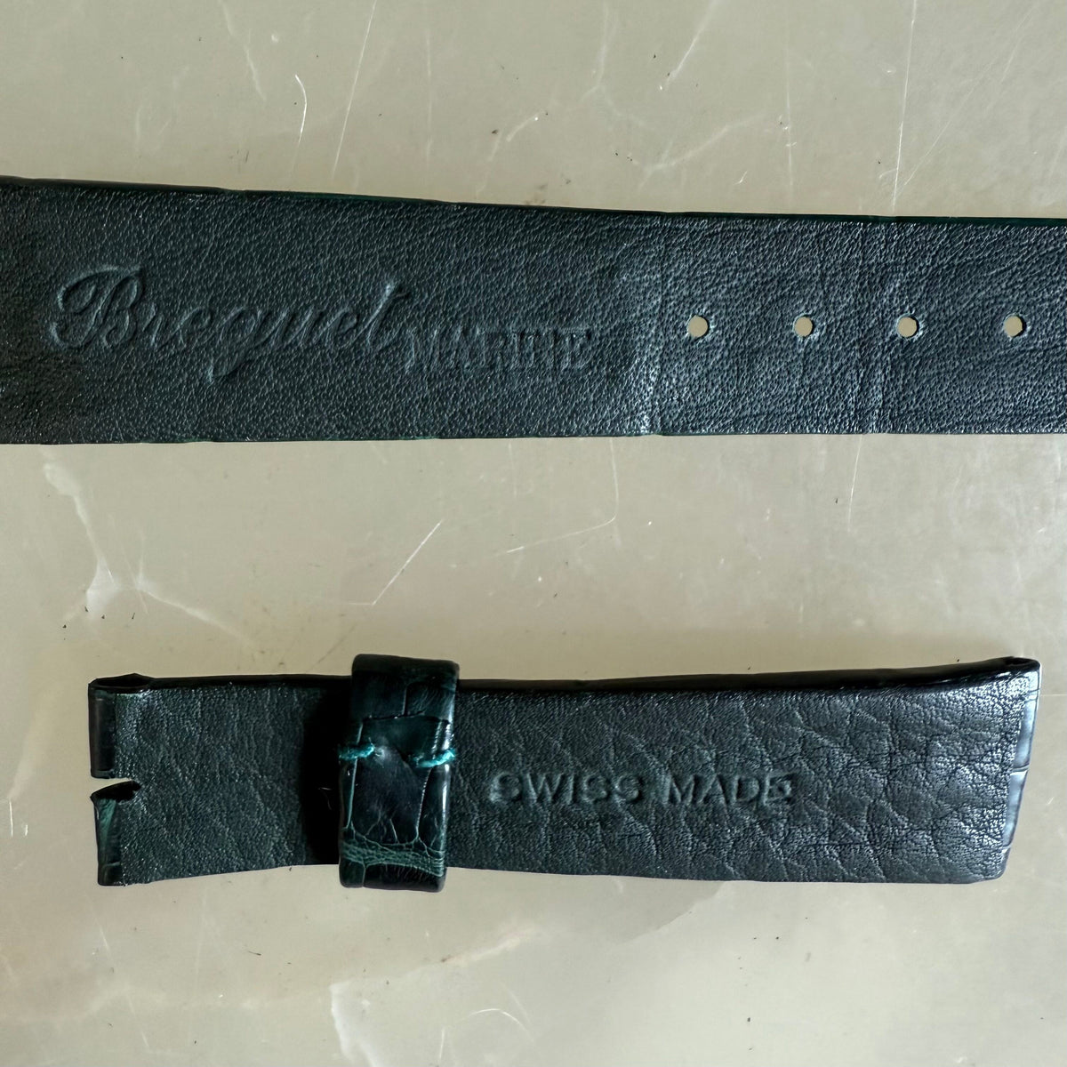 Authentic Breguet Green Crocodile Watch Strap Band 19mm Padded & Stitched