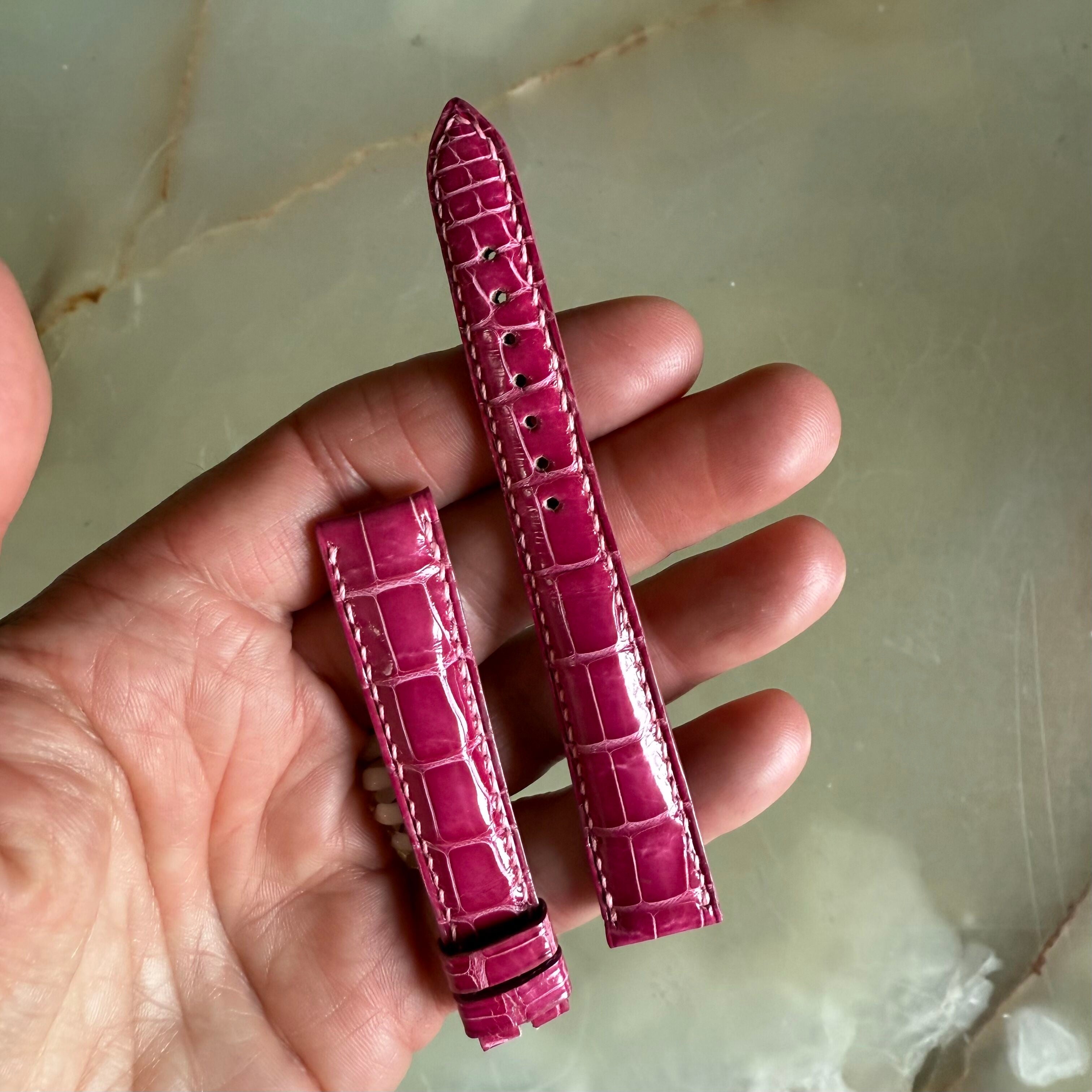 Authentic Breguet Pink Crocodile Watch Strap Band 14.5mm Padded & Stitched