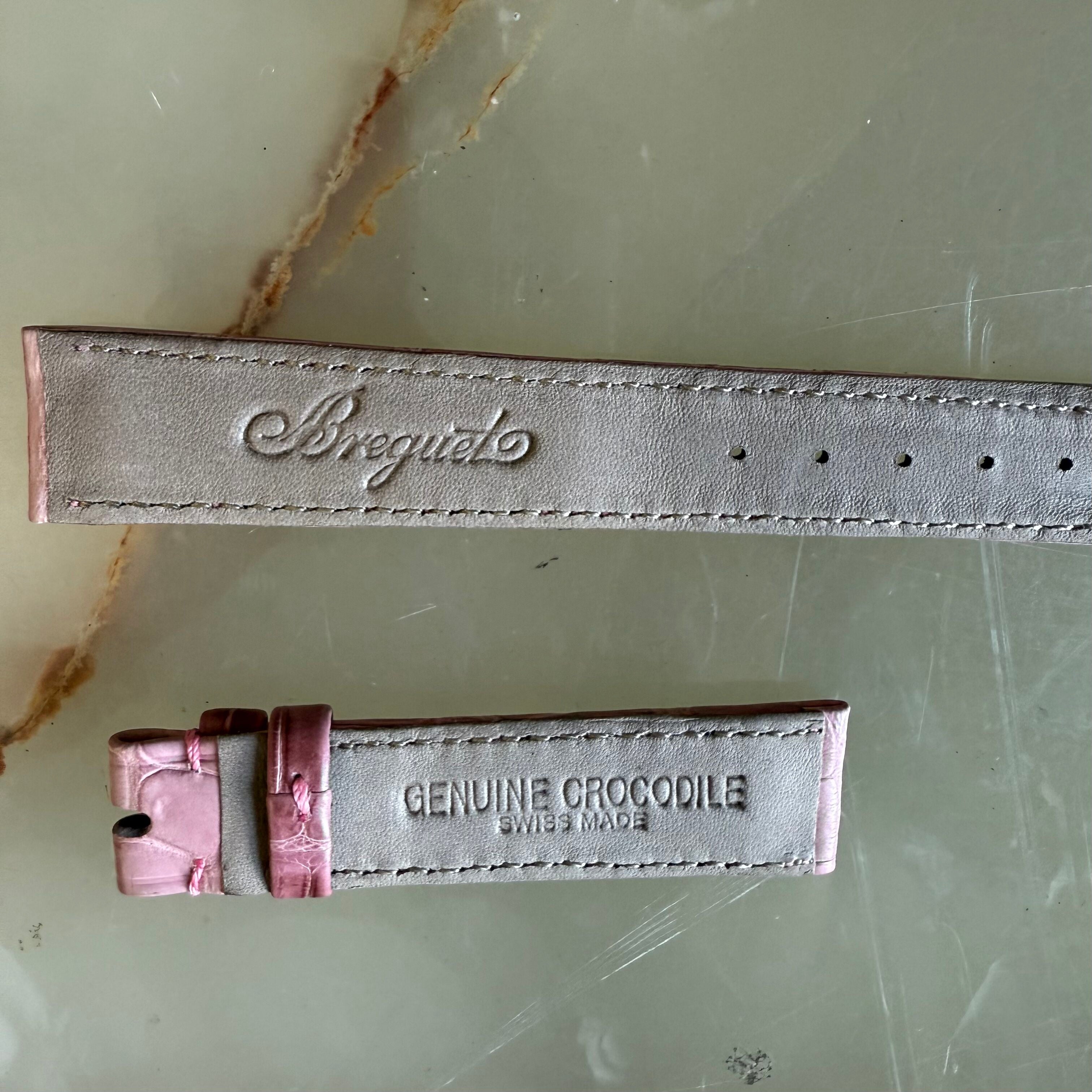 Authentic Breguet Pink Crocodile Watch Strap Band 16.5mm Padded & Stitched