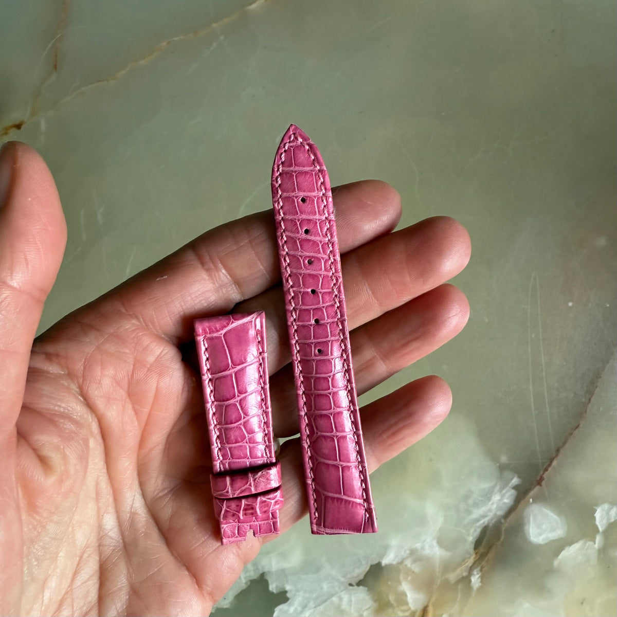 Authentic Breguet Pink Crocodile Watch Strap Band 16mm Padded & Stitched