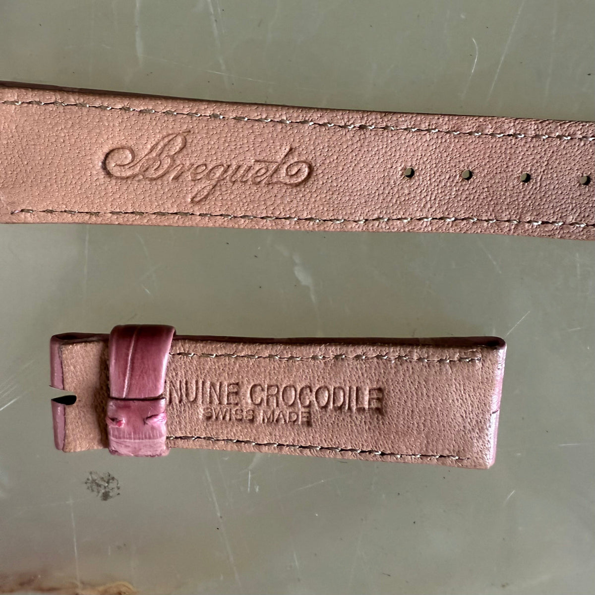 Authentic Breguet Pink Crocodile Watch Strap Band 17mm Padded & Stitched