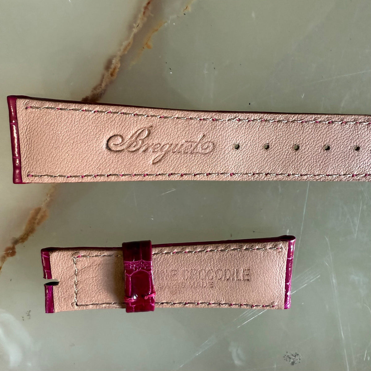 Authentic Breguet Pink Crocodile Watch Strap Band 19.5mm Padded & Stitched