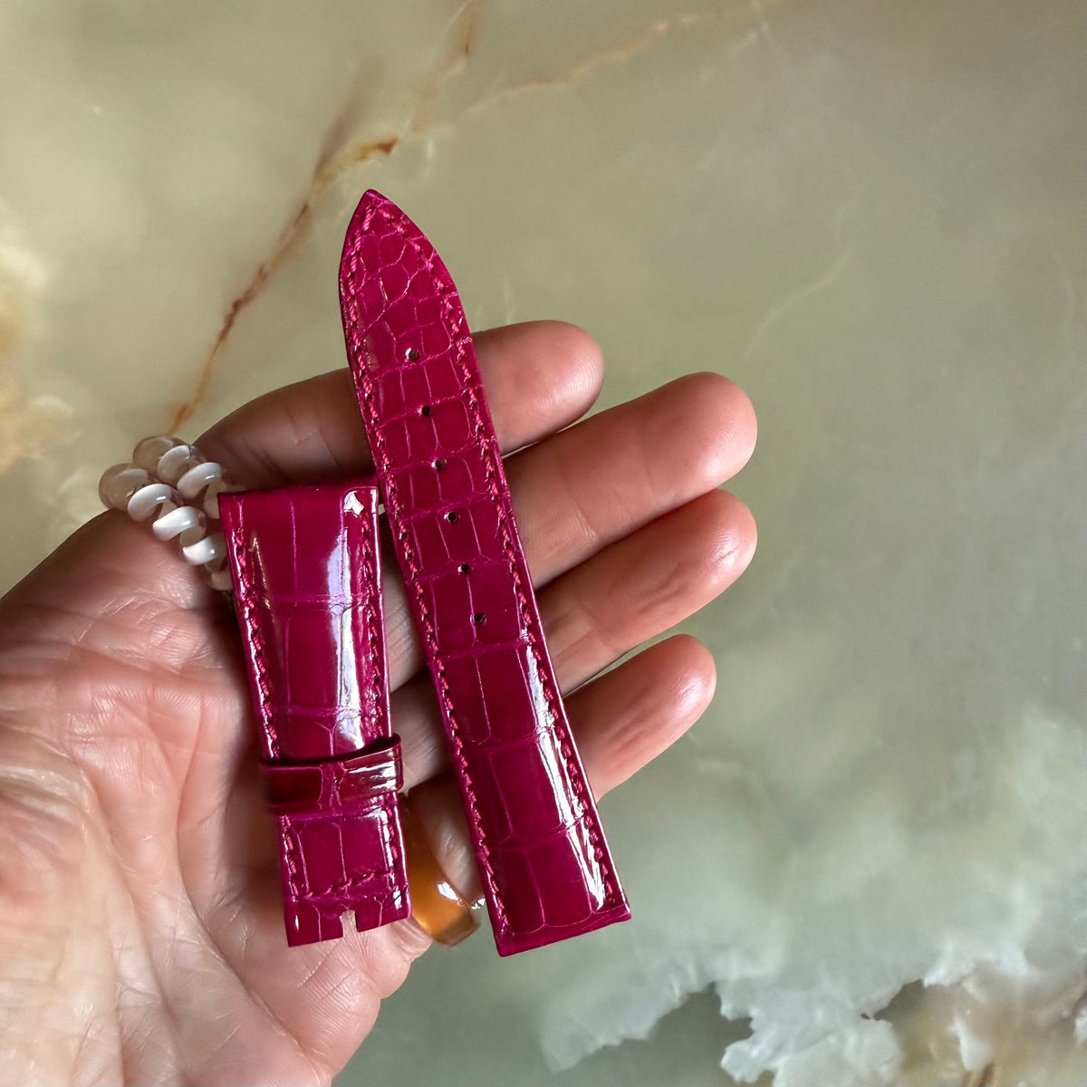 Authentic Breguet Pink Crocodile Watch Strap Band 19.5mm Padded & Stitched