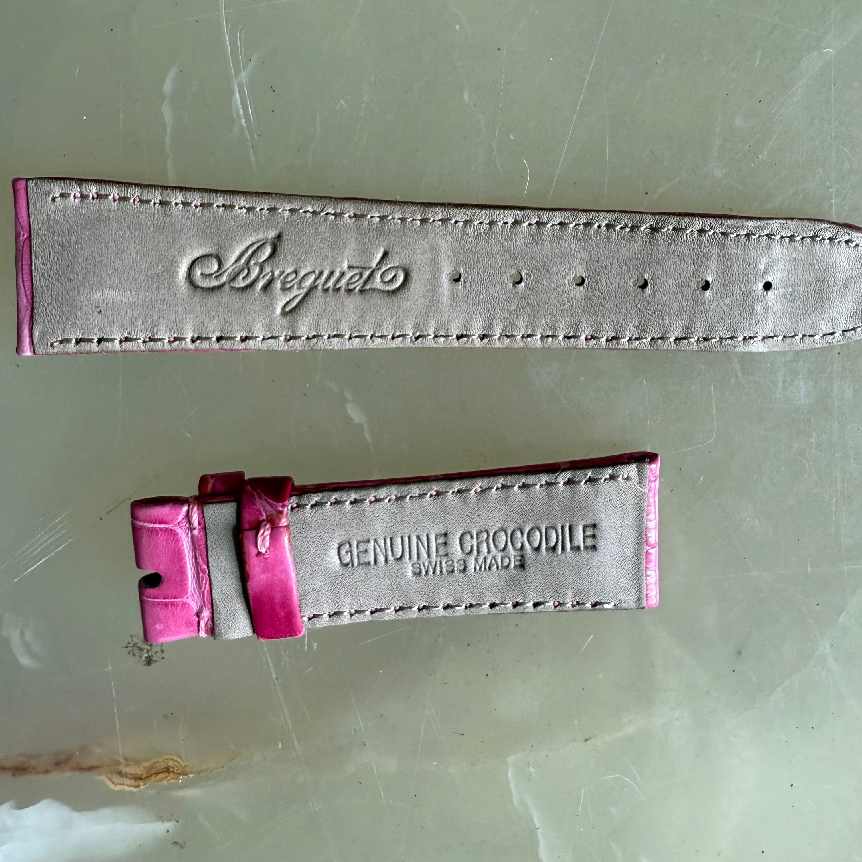 Authentic Breguet Pink Crocodile Watch Strap Band 19mm Padded & Stitched