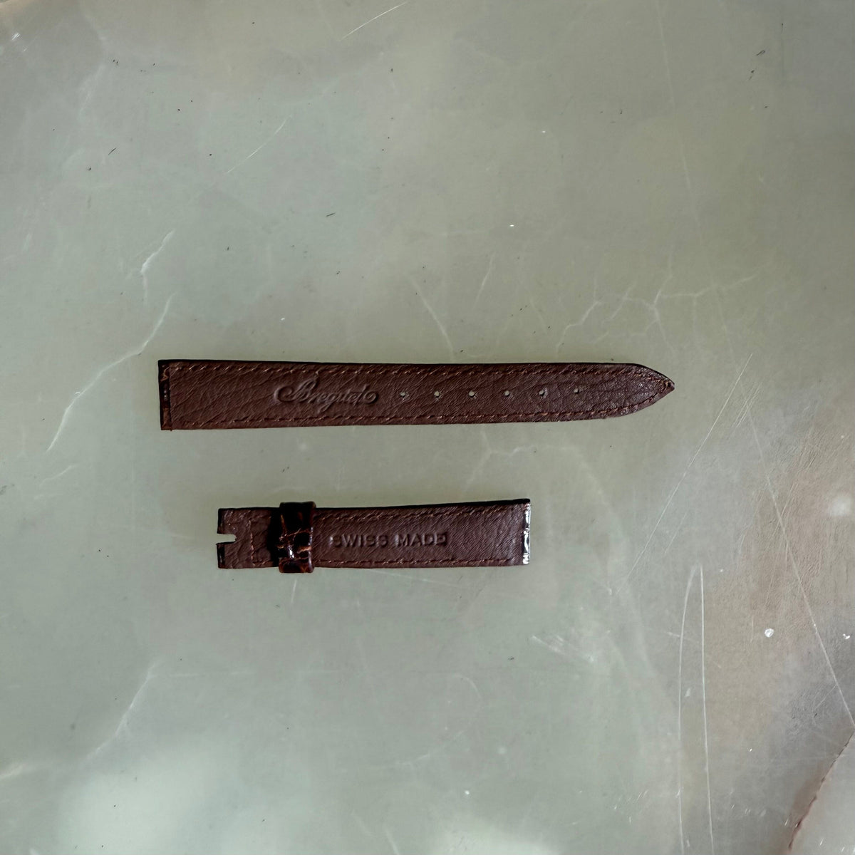 Authentic Breguet Shiny Brown Crocodile Watch Strap Band 14mm Padded & Stitched