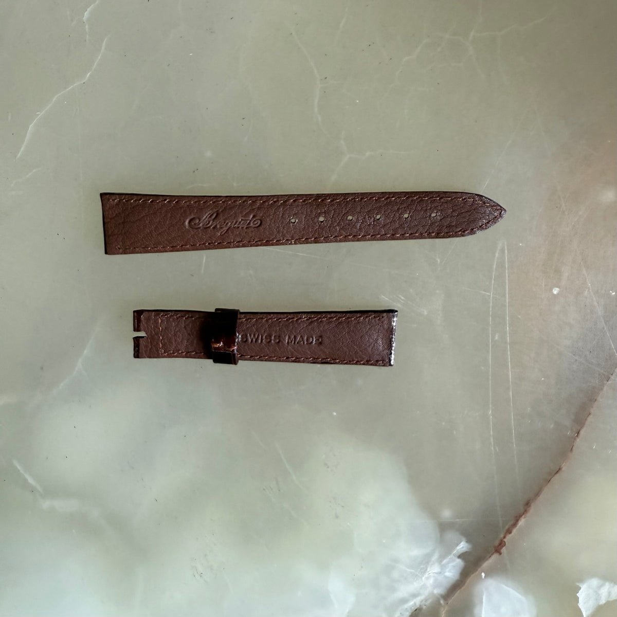 Authentic Breguet Shiny Brown Crocodile Watch Strap Band 17mm Padded & Stitched