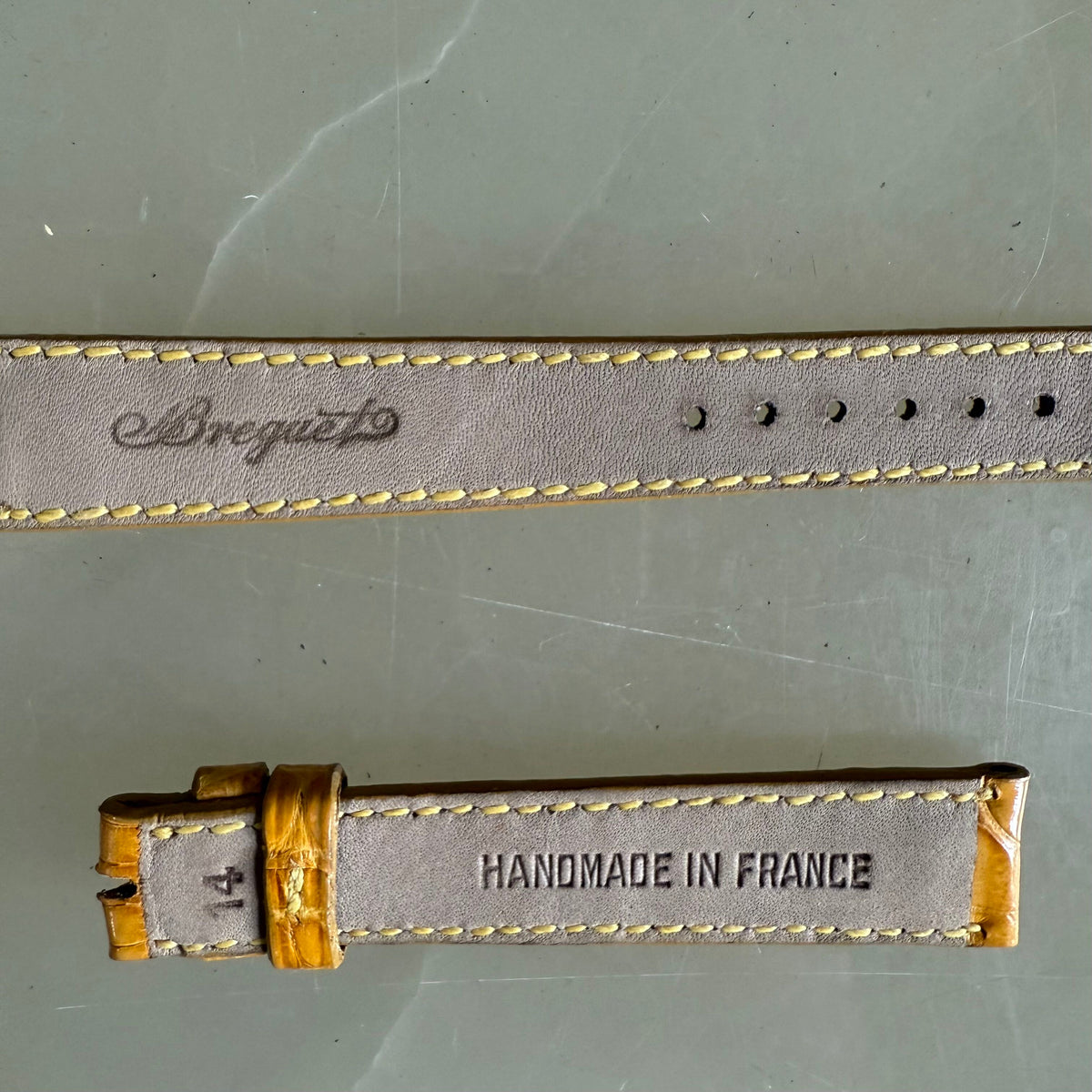 Authentic Breguet Yellow Crocodile Watch Strap Band 15mm Padded & Stitched
