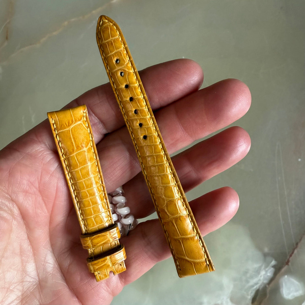 Authentic Breguet Yellow Crocodile Watch Strap Band 15mm Padded & Stitched