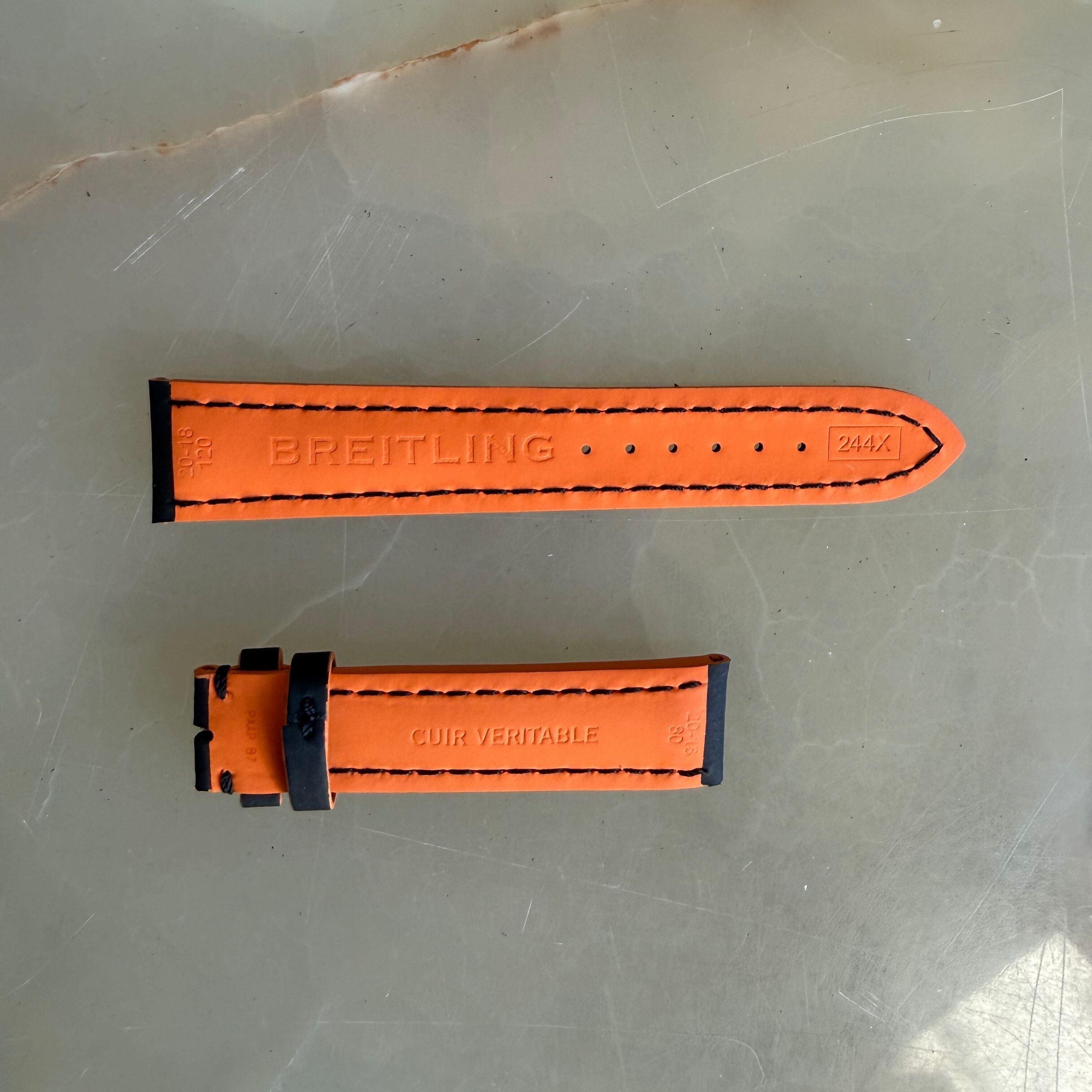 Authentic Breitling Black/Orange Rubber Watch Strap Band 20mm PAAPB7