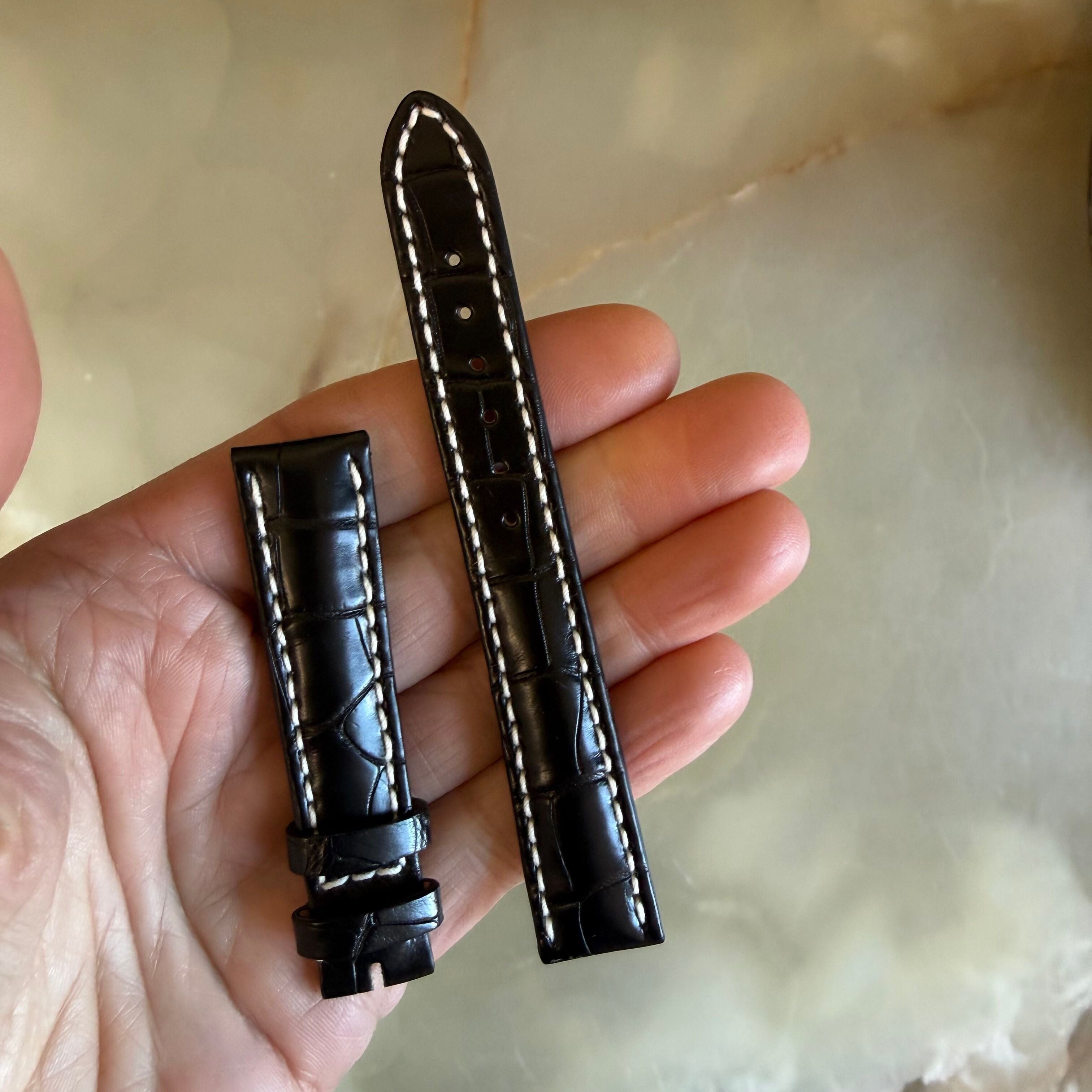 Authentic Breitling Black Crocodile Watch Strap Band 16mm 777P