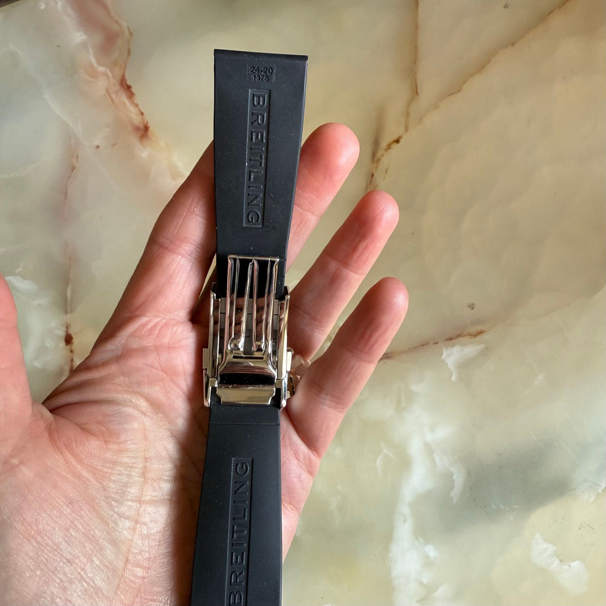 Authentic Breitling Black Diver Pro Rubber Watch Strap Band 24mm 137S w Buckle
