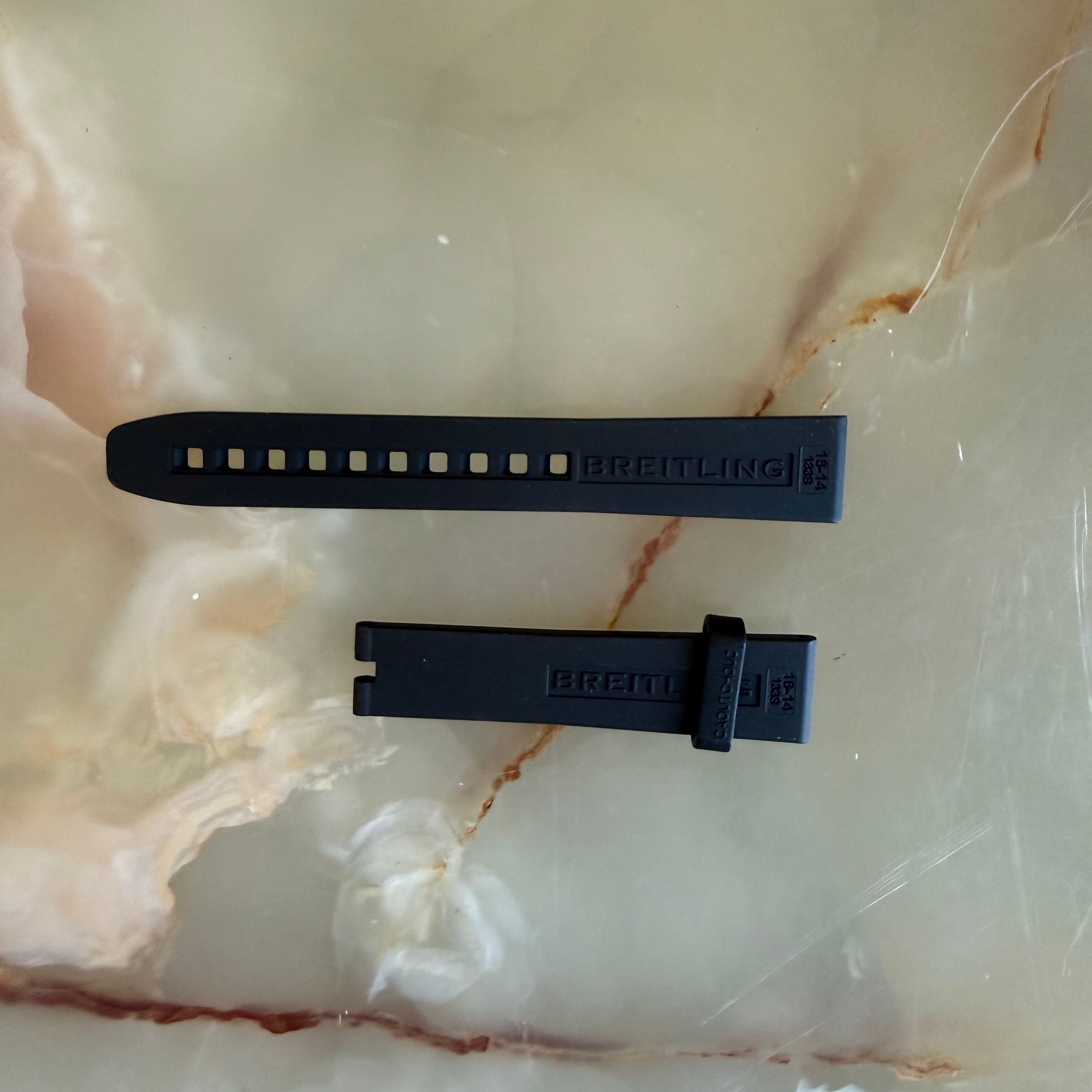 Authentic Breitling Black Rubber Watch Strap Band 16mm 133S