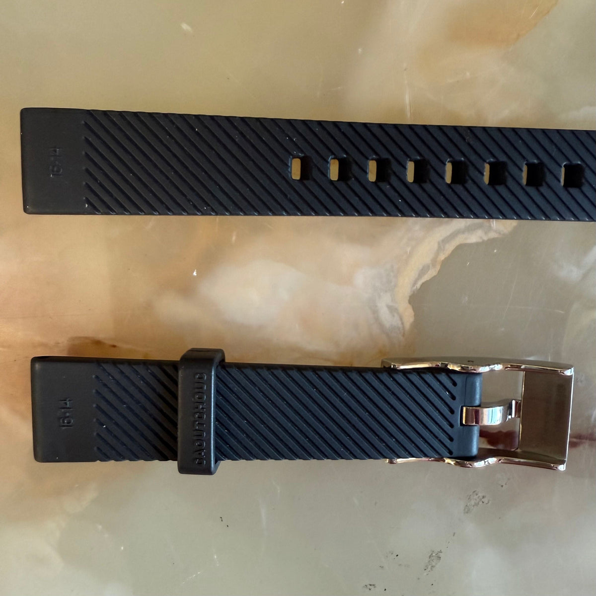 Authentic Breitling Black Rubber Watch Strap Band 16mm with Buckle