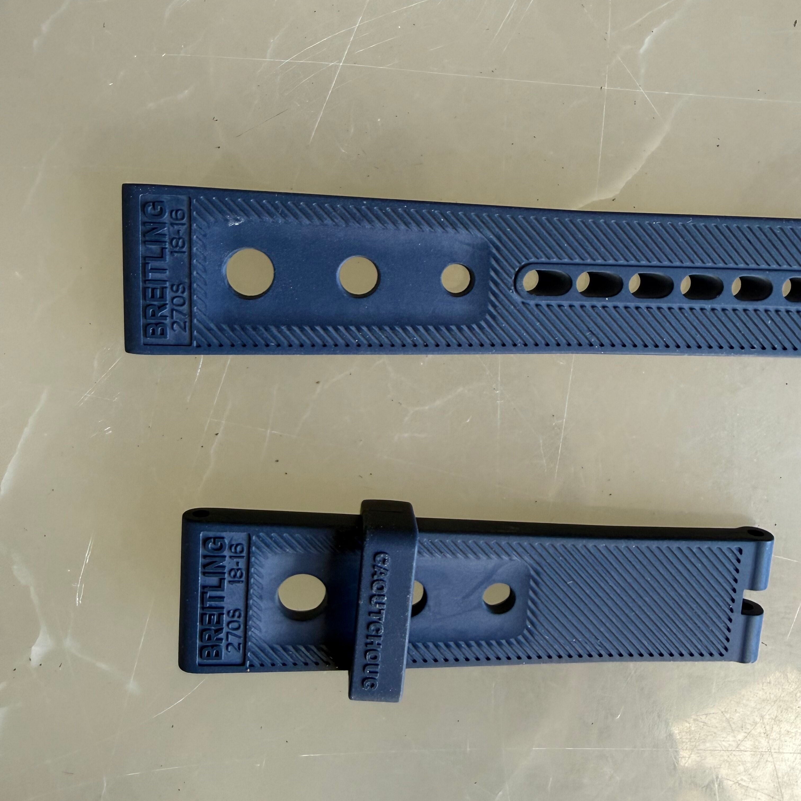 Authentic Breitling Blue Rubber Watch Strap Band 18mm 270S