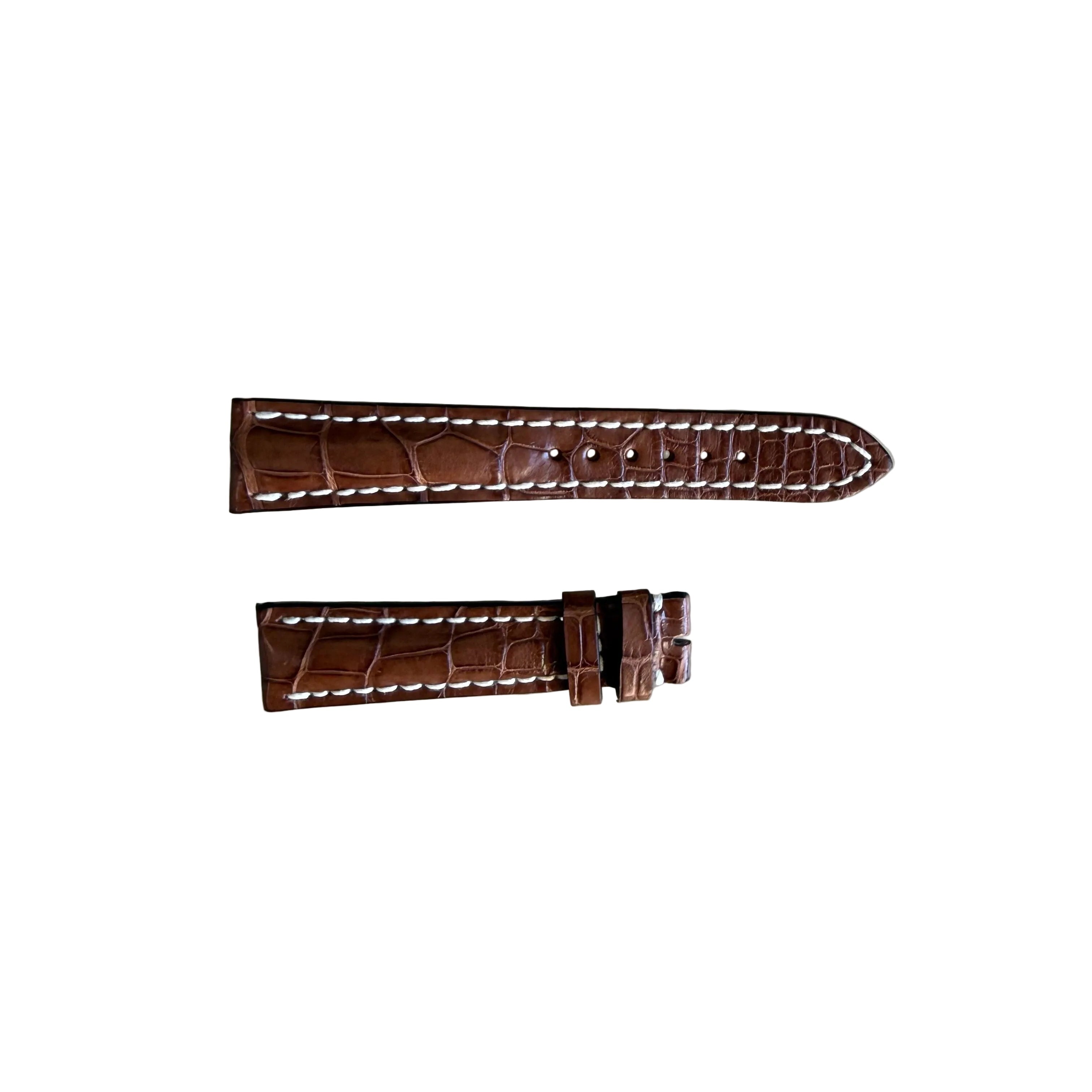 Authentic Breitling Brown Alligator Padded & Stitched Watch Strap Band 19mm 712P