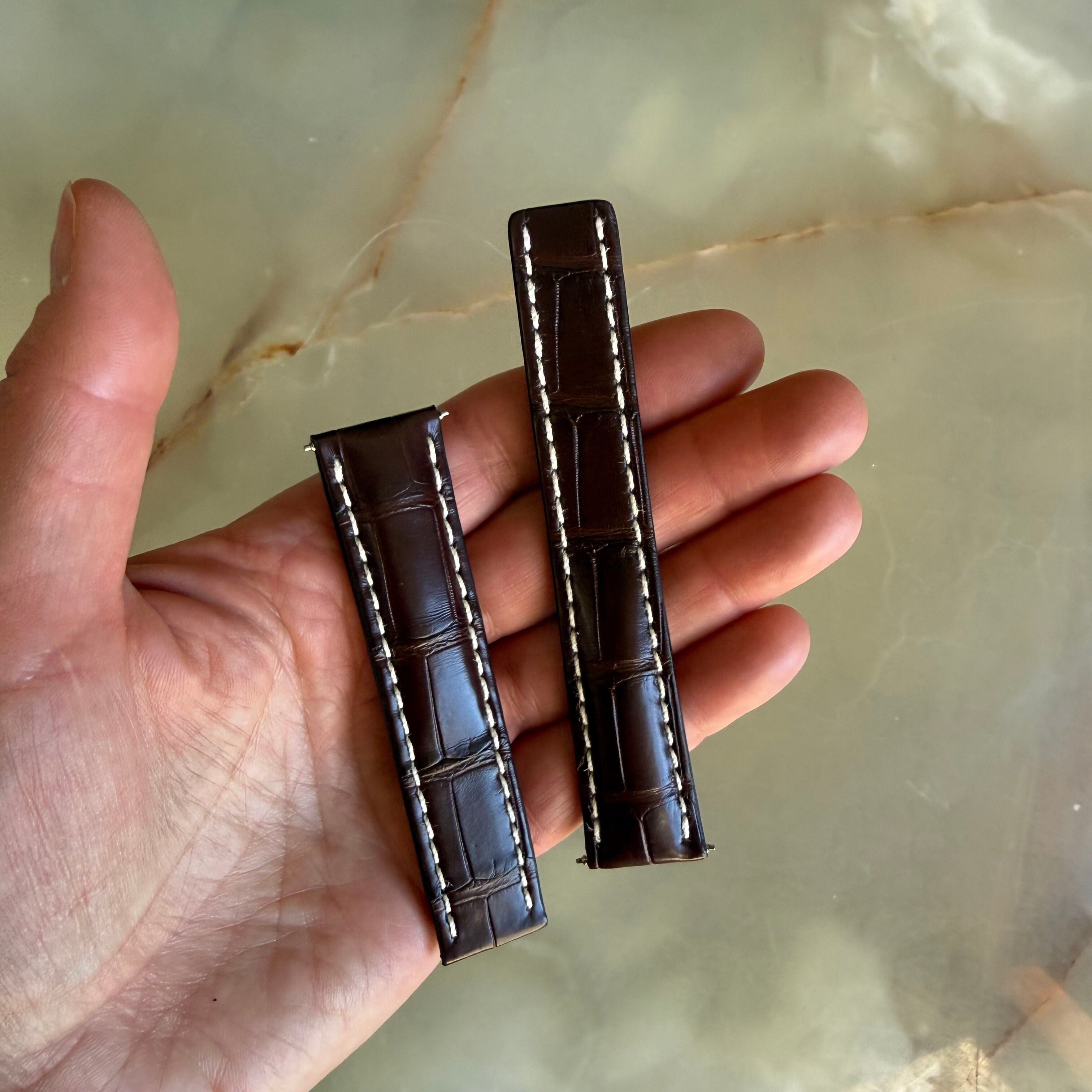 Authentic Breitling Brown Alligator Padded & Stitched Watch Strap Band 20mm 725P