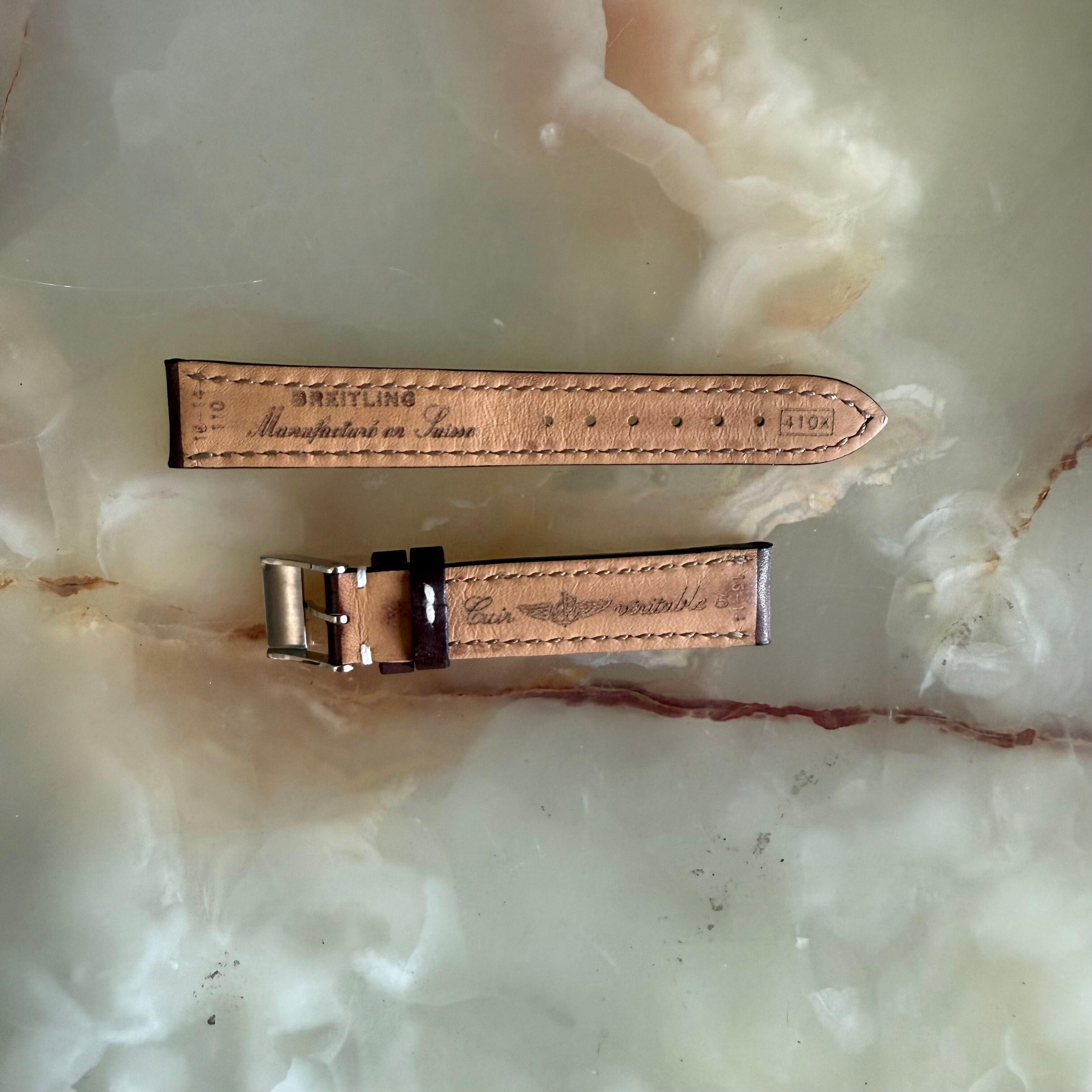 Authentic Breitling Brown Calfskin Watch Strap Band 410X 16mm with Buckle