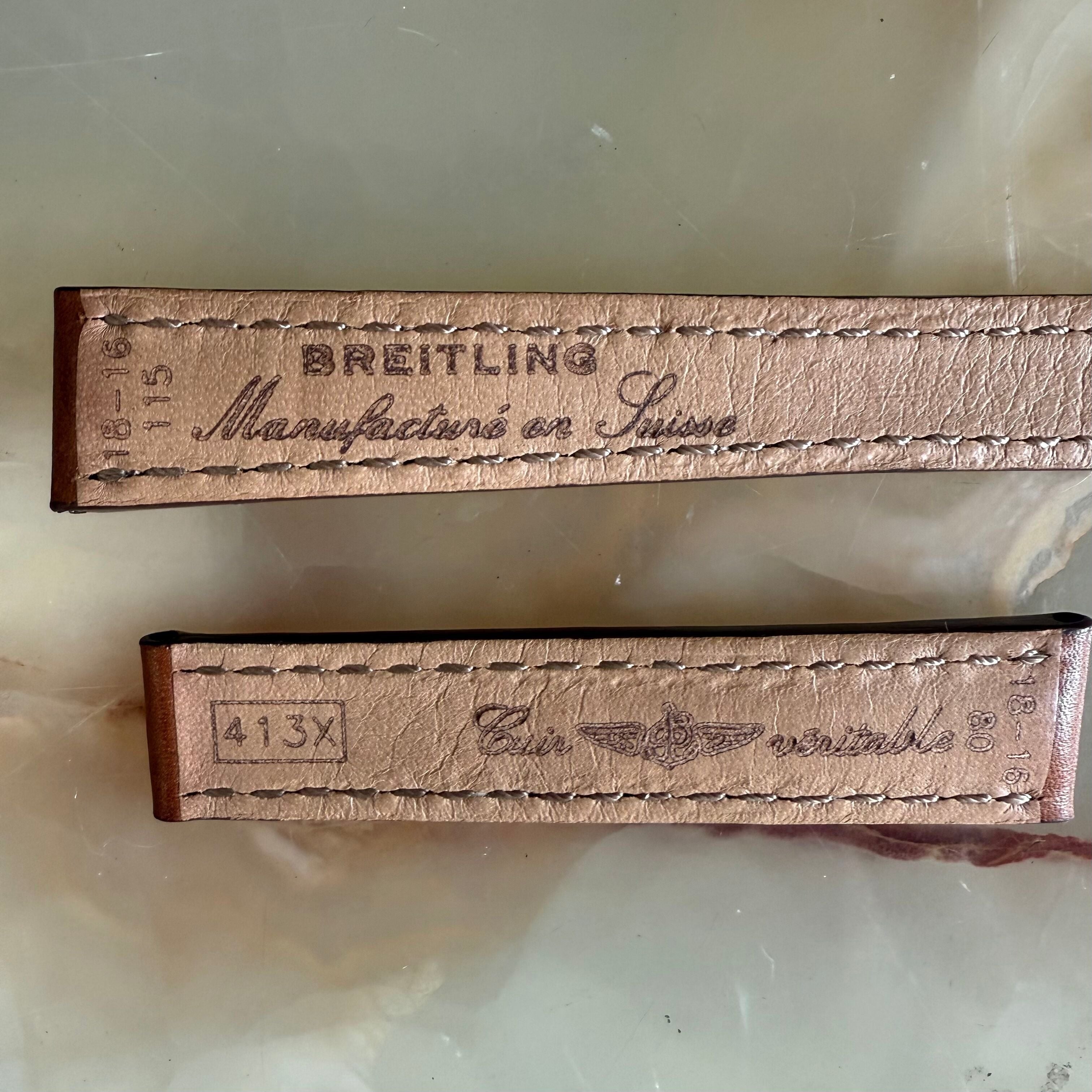 Authentic Breitling Brown Calfskin Watch Strap Band 413X 18mm