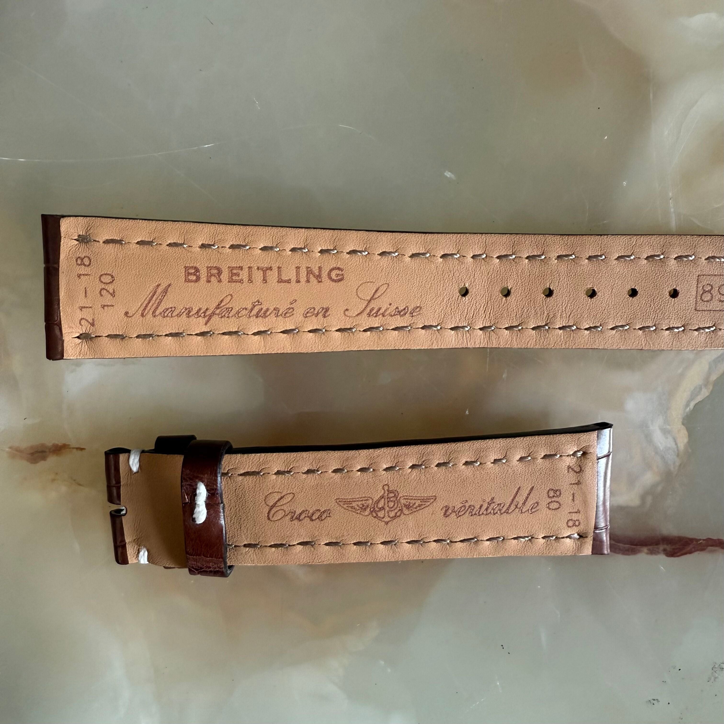Authentic Breitling Brown Crocodile Watch Strap Band 891P 21mm