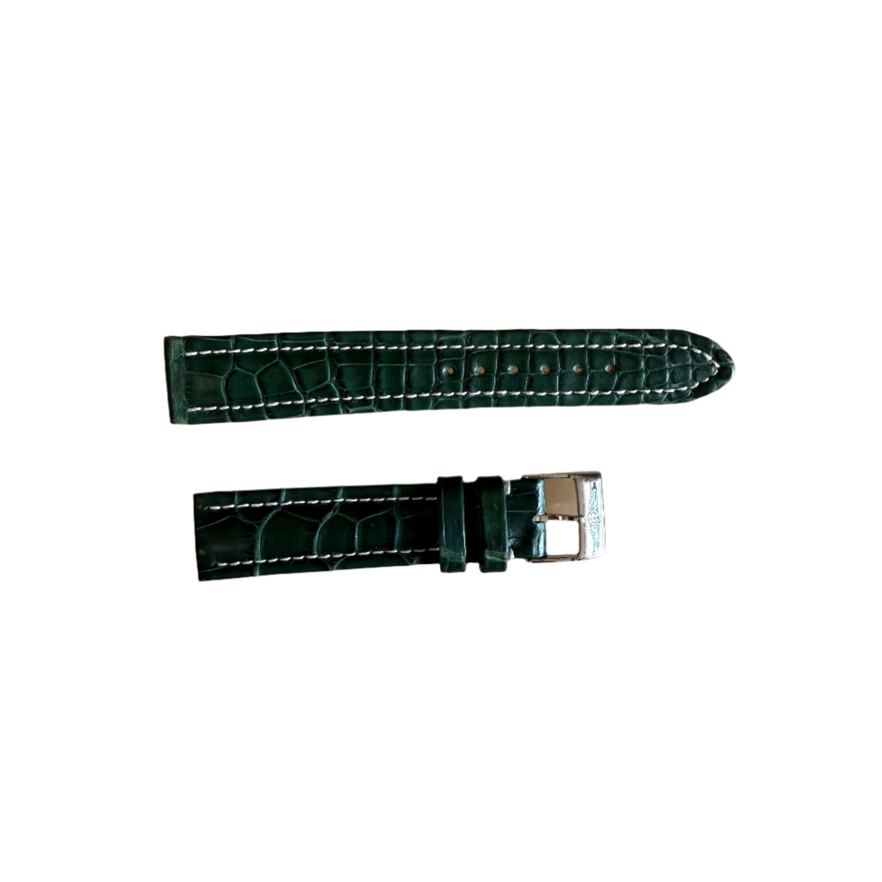 Authentic Breitling Green Crocodile Watch Strap Band 18mm with Buckle
