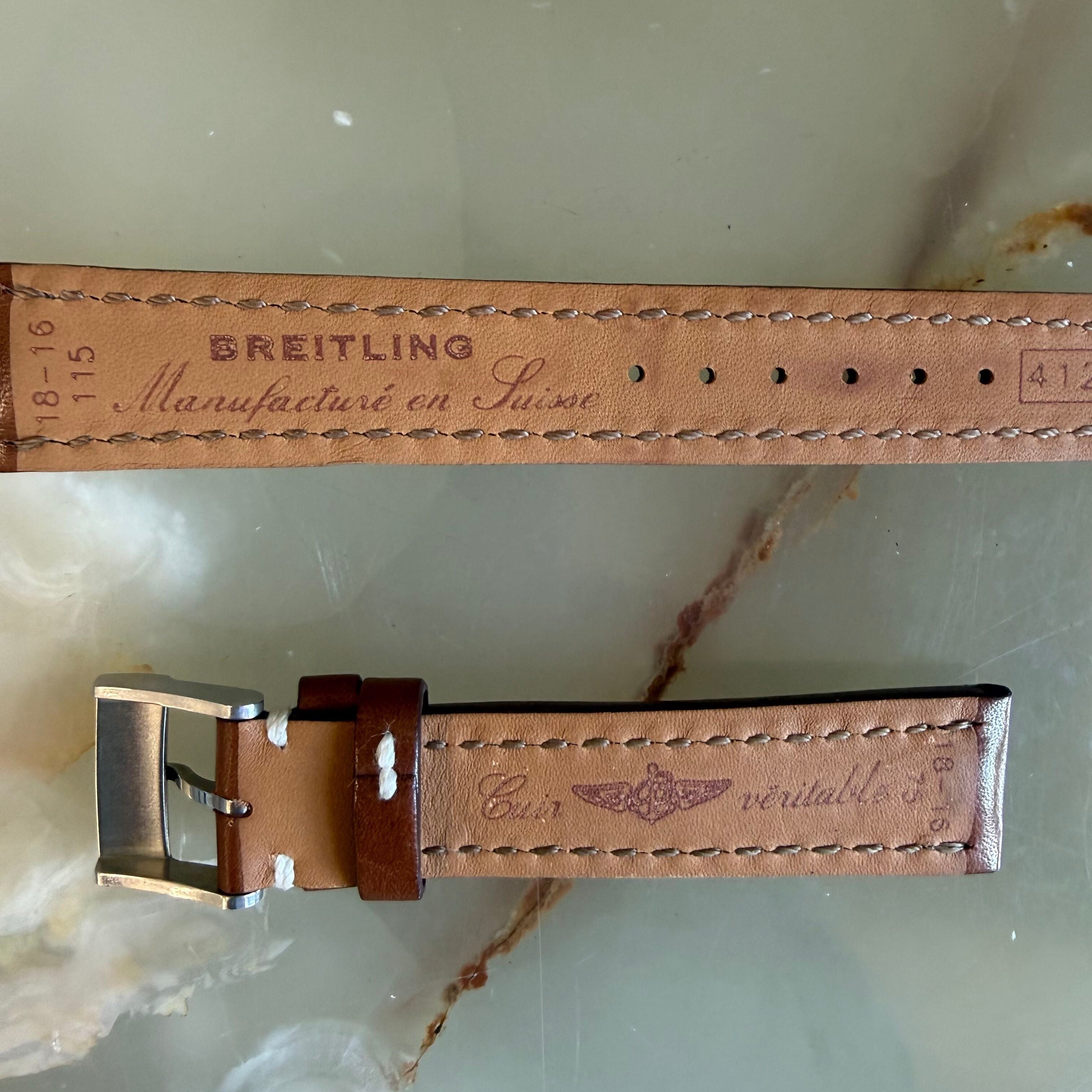 Authentic Breitling Novo Nappa Brown Leather Watch Strap Band 18mm w Buckle 412X