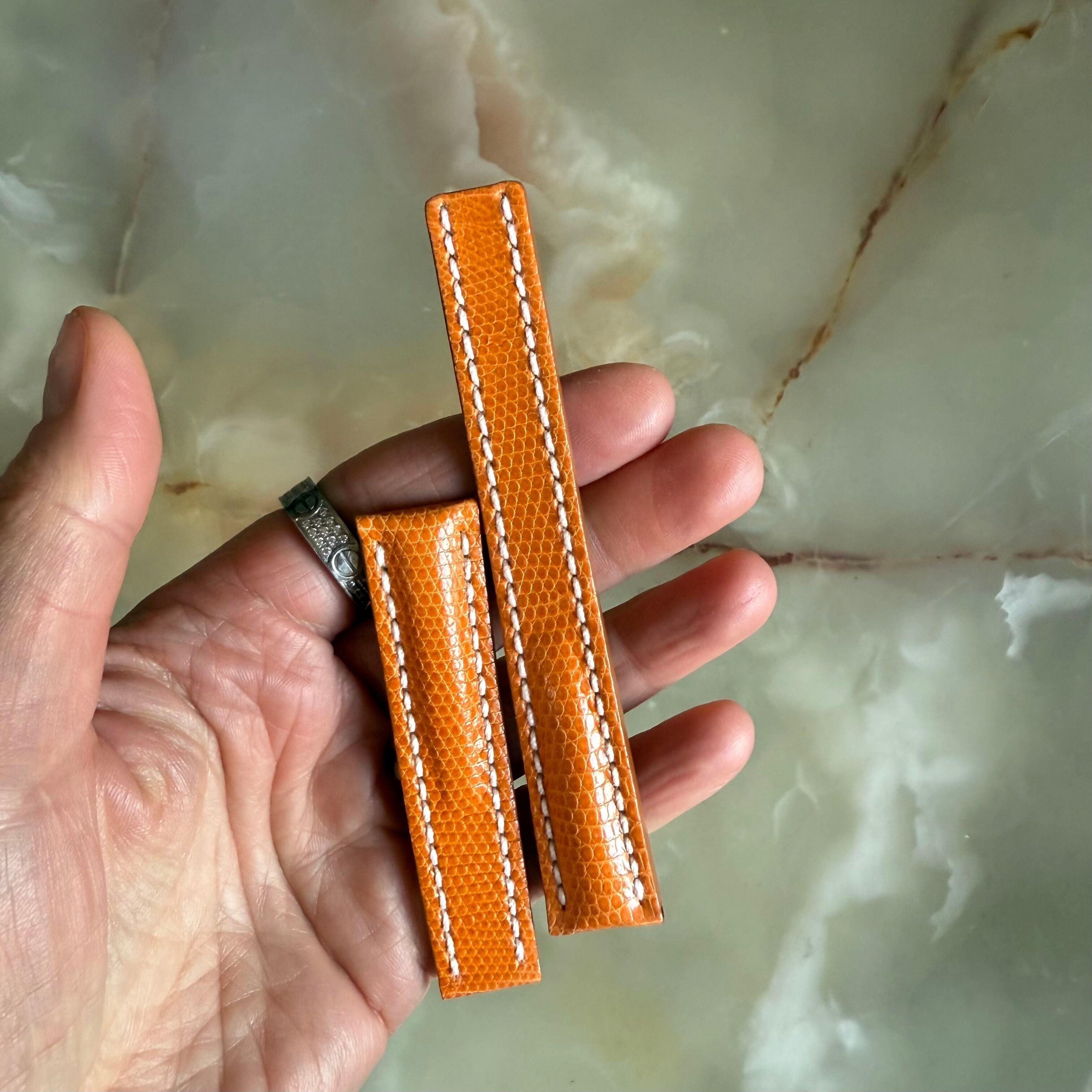 Authentic Breitling Orange Lizard Watch Strap Band 119Z 18mm