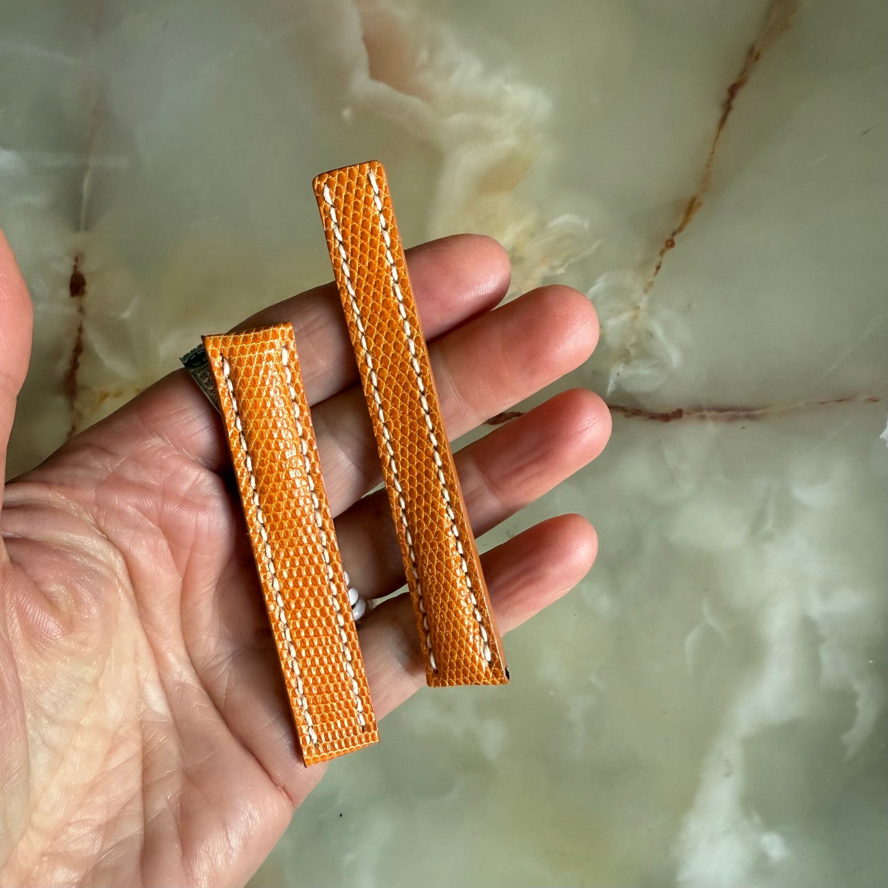 Authentic Breitling Orange Lizard Watch Strap Band 122Z 15mm