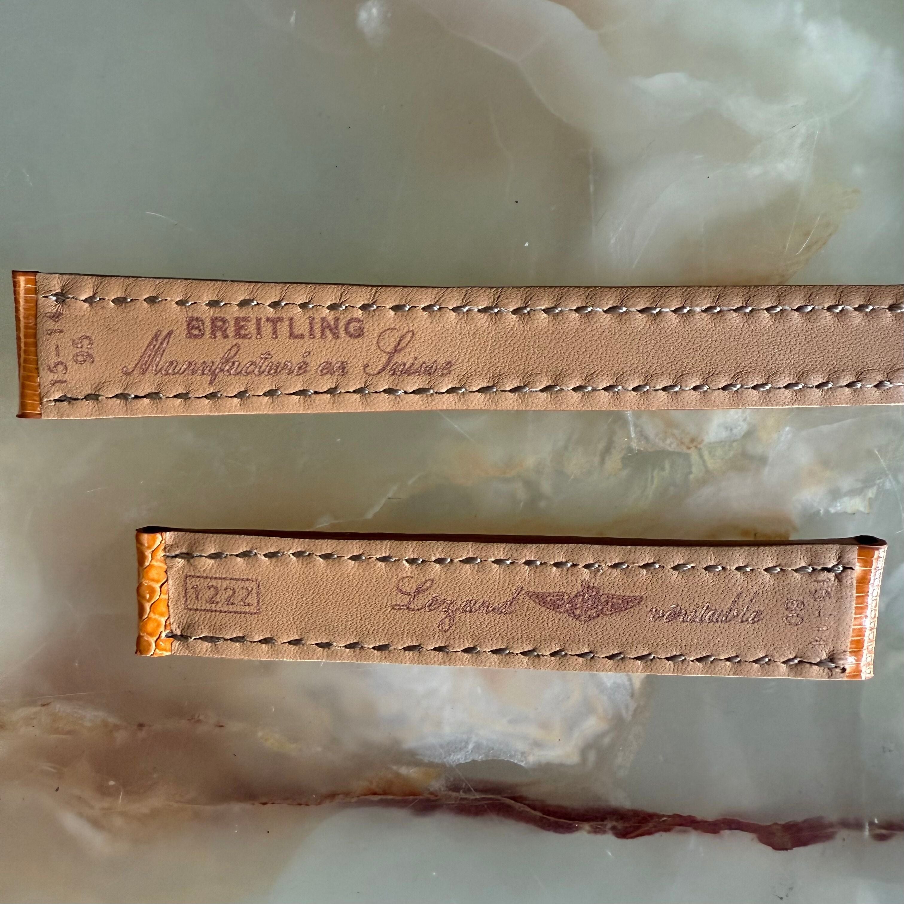 Authentic Breitling Orange Lizard Watch Strap Band 122Z 15mm