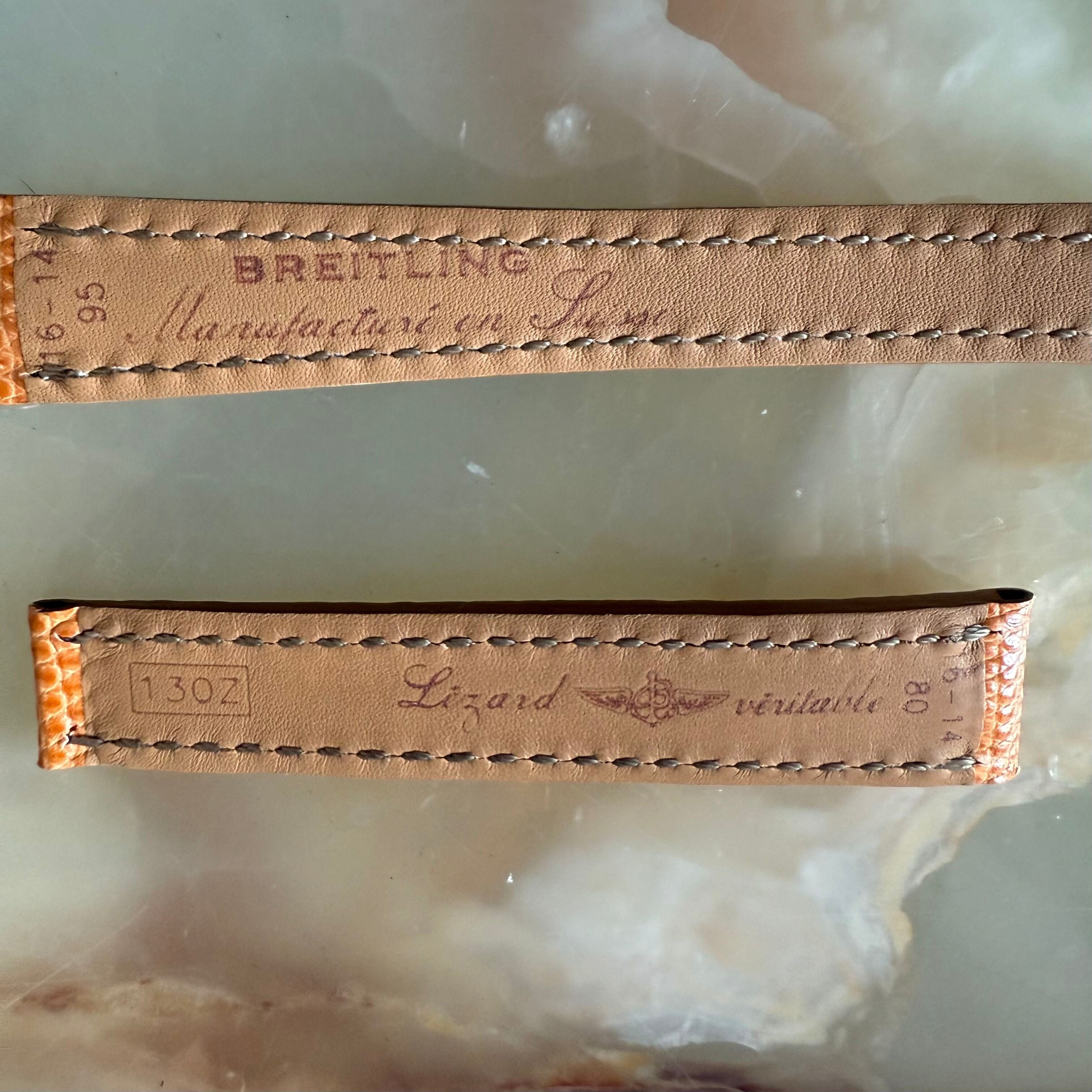 Authentic Breitling Orange Lizard Watch Strap Band 130Z 16mm