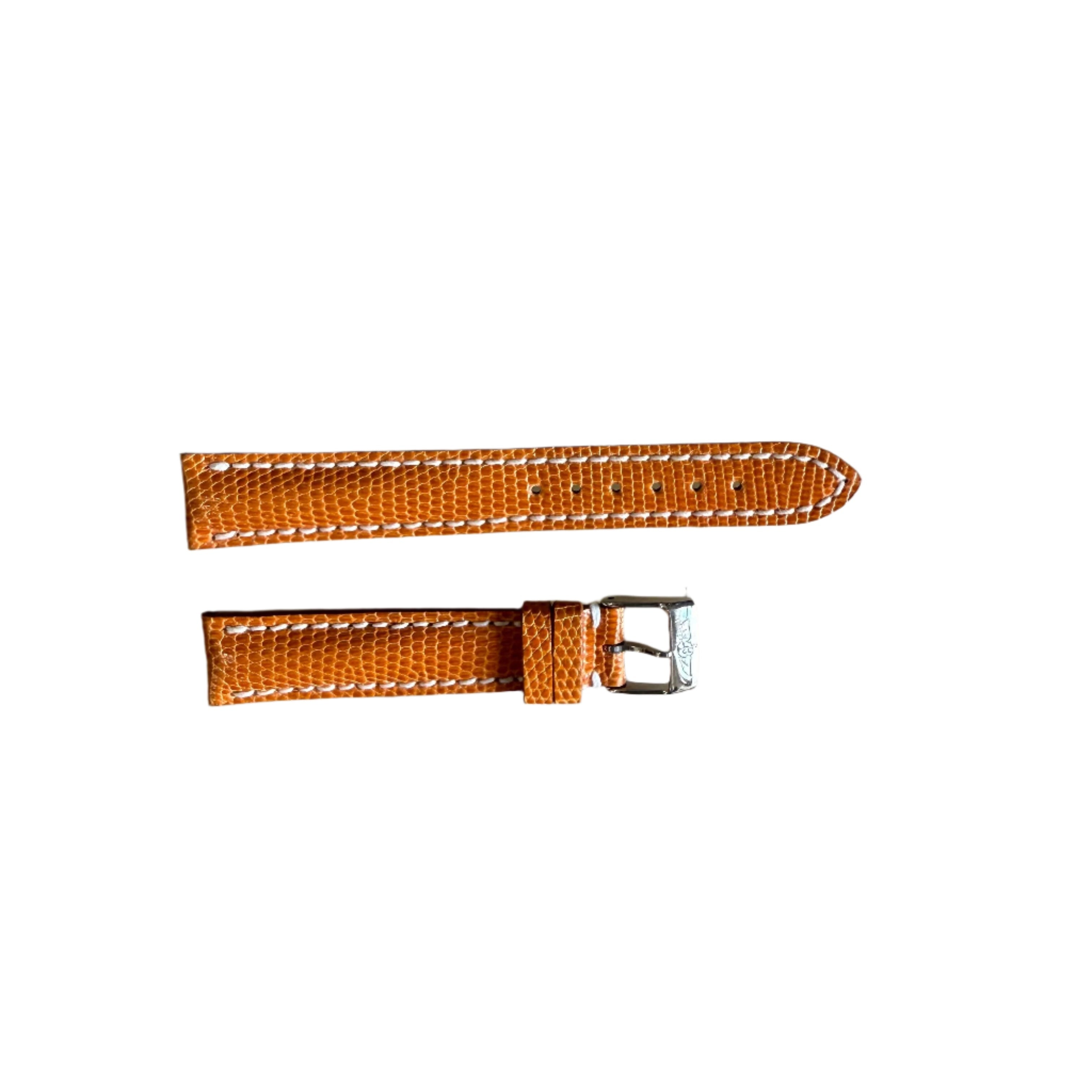 Authentic Breitling Orange Lizard Watch Strap Band 16mm with Buckle 125Z