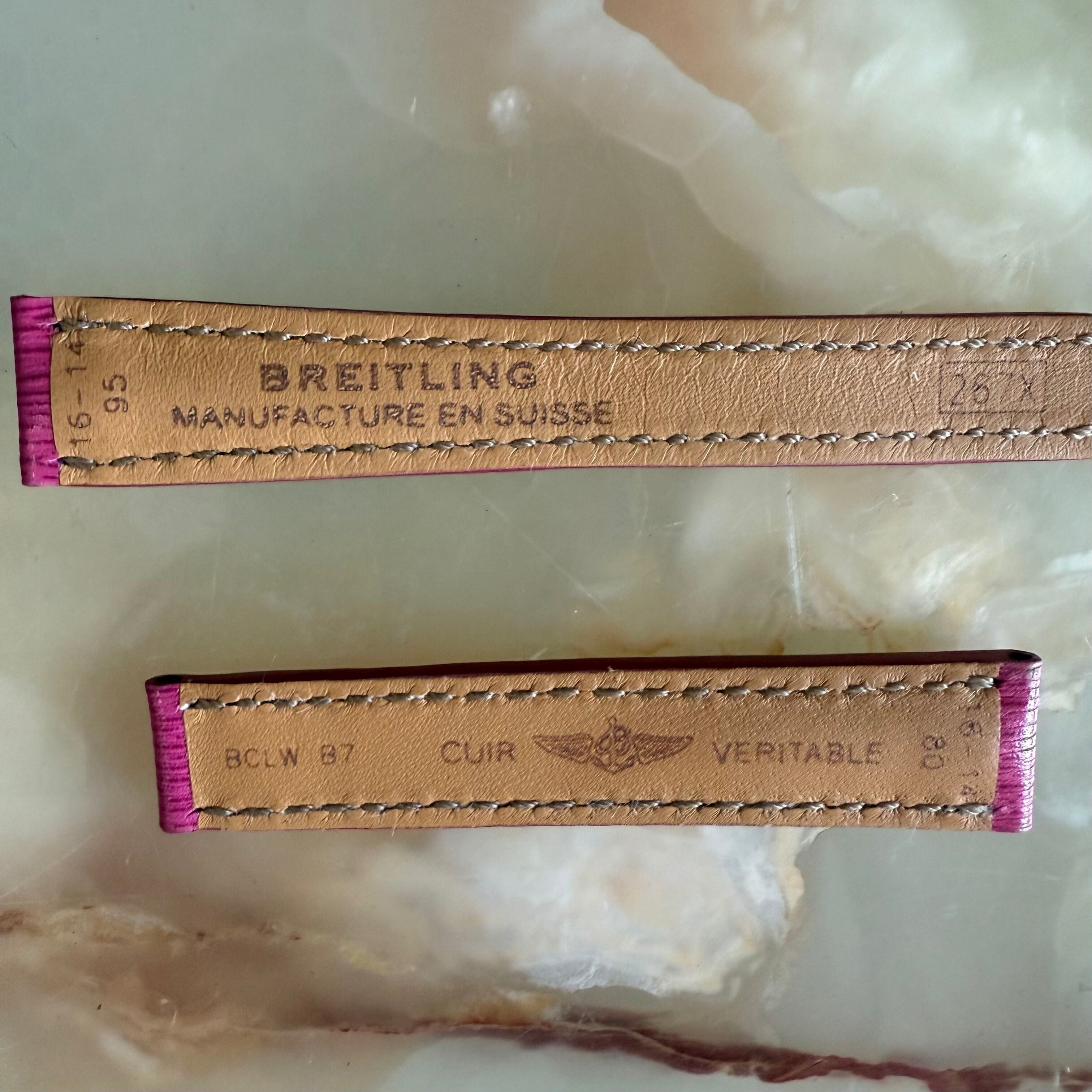 Authentic Breitling Pink Leather Watch Strap Band 267X 16mm