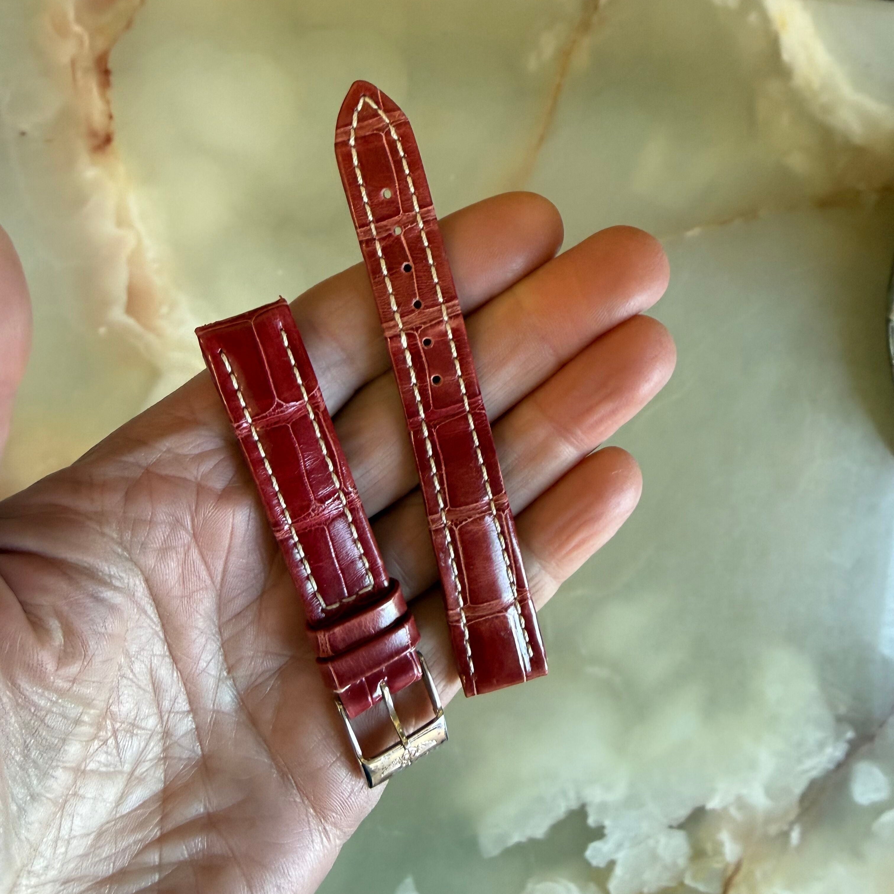 Authentic Breitling Red Crocodile Watch Strap Band 15mm w Buckle 502P