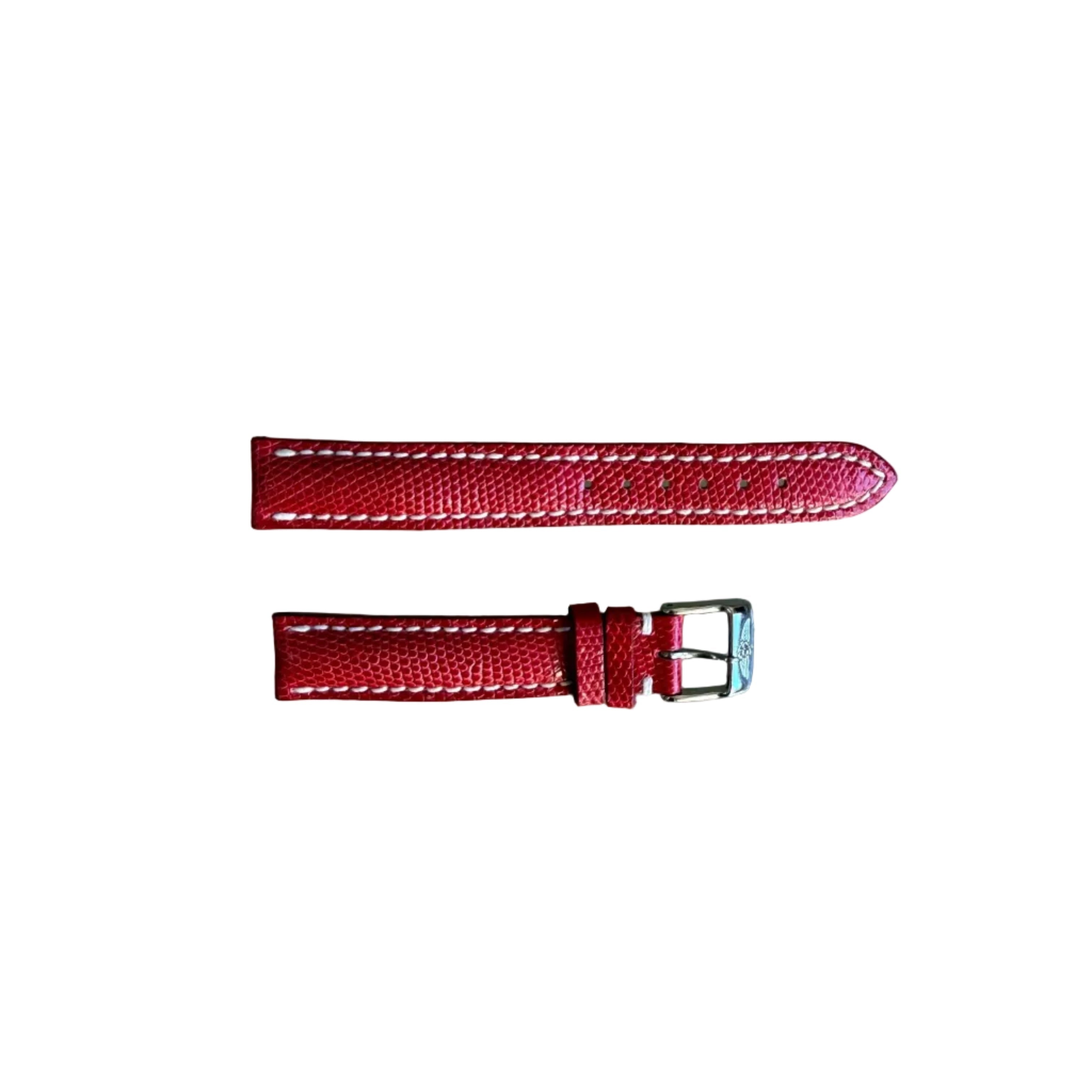 Authentic Breitling Red Lizard Padded & Stitched Watch Strap Band 15mm w Buckle