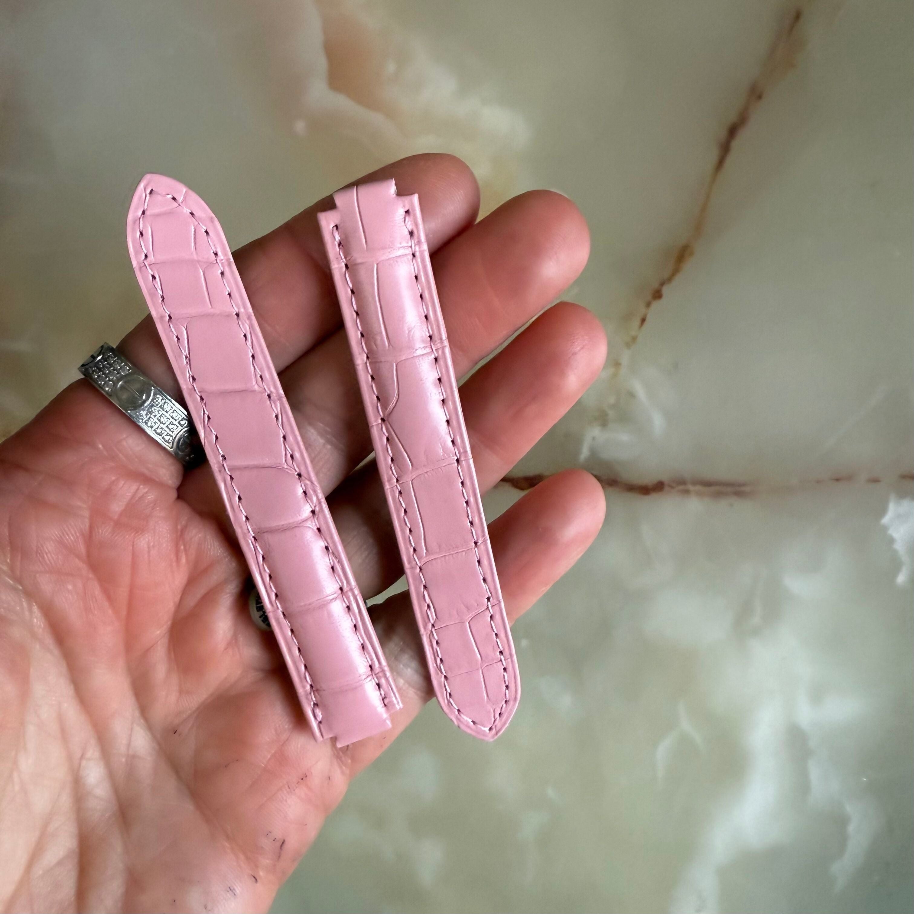 Authentic Cartier Ballon Bleu Pink Alligator Watch Strap Band 15mm KD2GWK80-S06