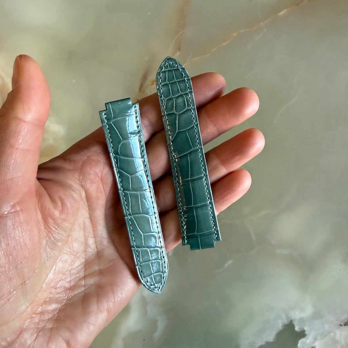 Authentic Cartier Ballon Bleu Teal Alligator Watch Strap Band 20mm KD2JXP85