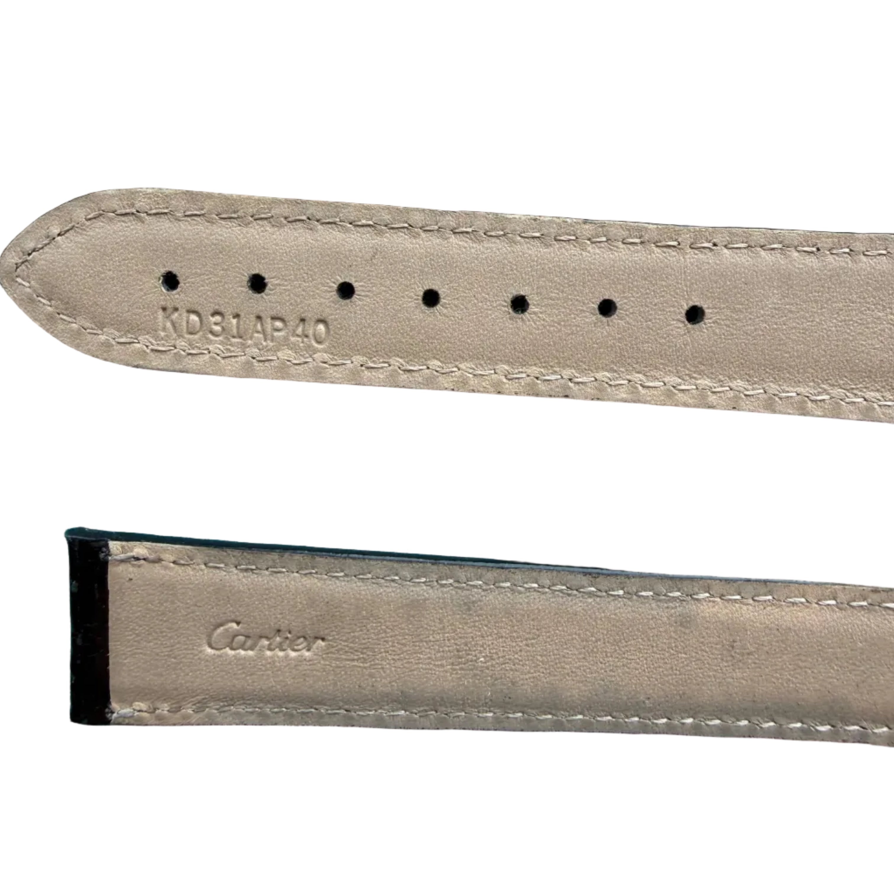 Authentic Cartier Black Alligator Padded & Stitched Watch Strap Band 18.65mm